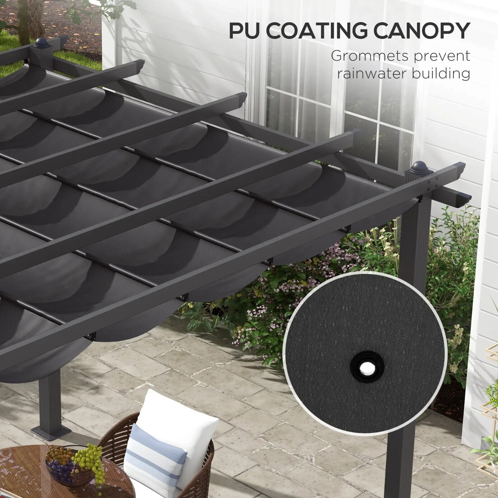 3 x 3m Aluminium Pergola with Retractable Roof - Garden Gazebo Canopy Black - Home and Garden Furniture Shop - #rustic - furniture#
