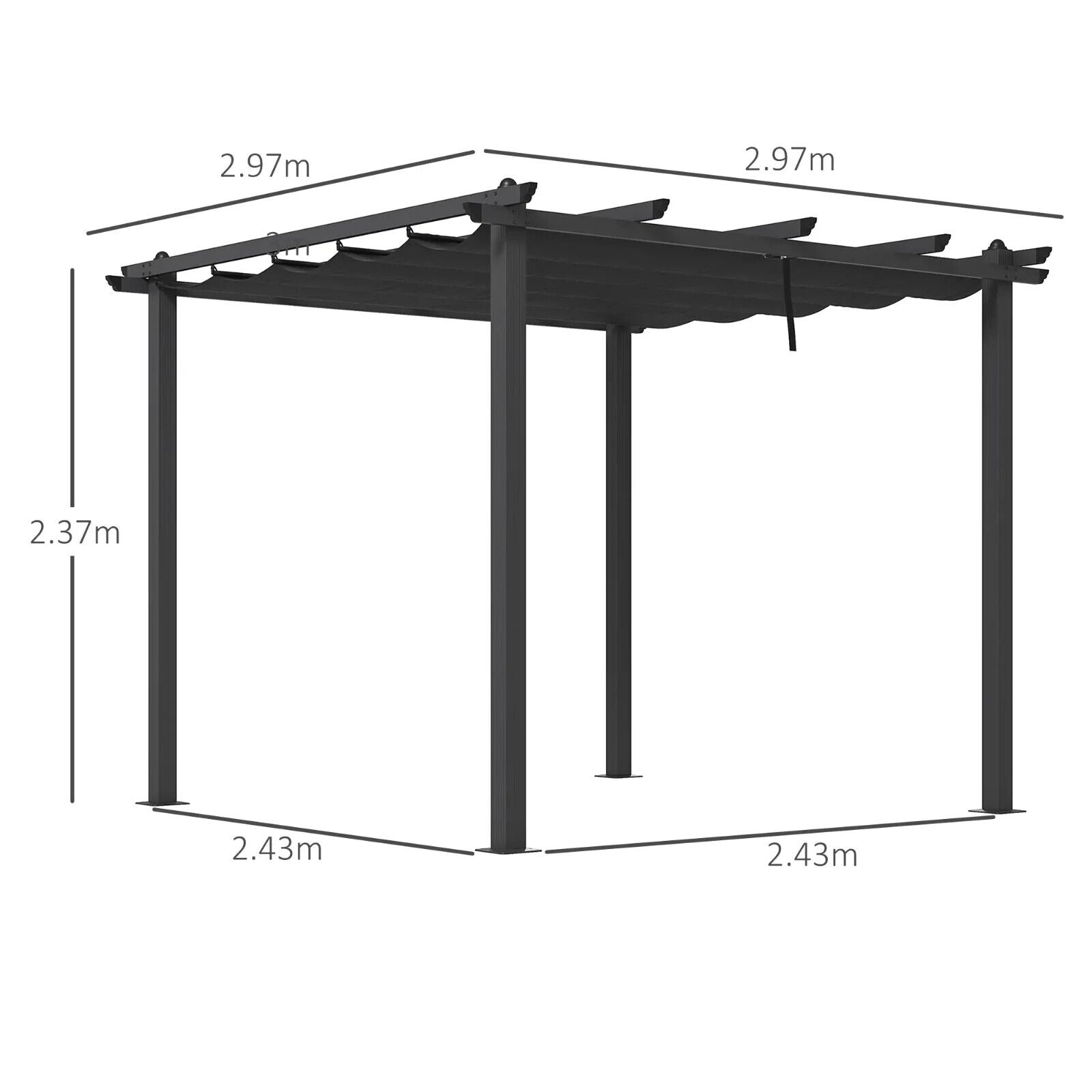 3 x 3m Aluminium Pergola with Retractable Roof - Garden Gazebo Canopy Black - Home and Garden Furniture Shop - #rustic - furniture#