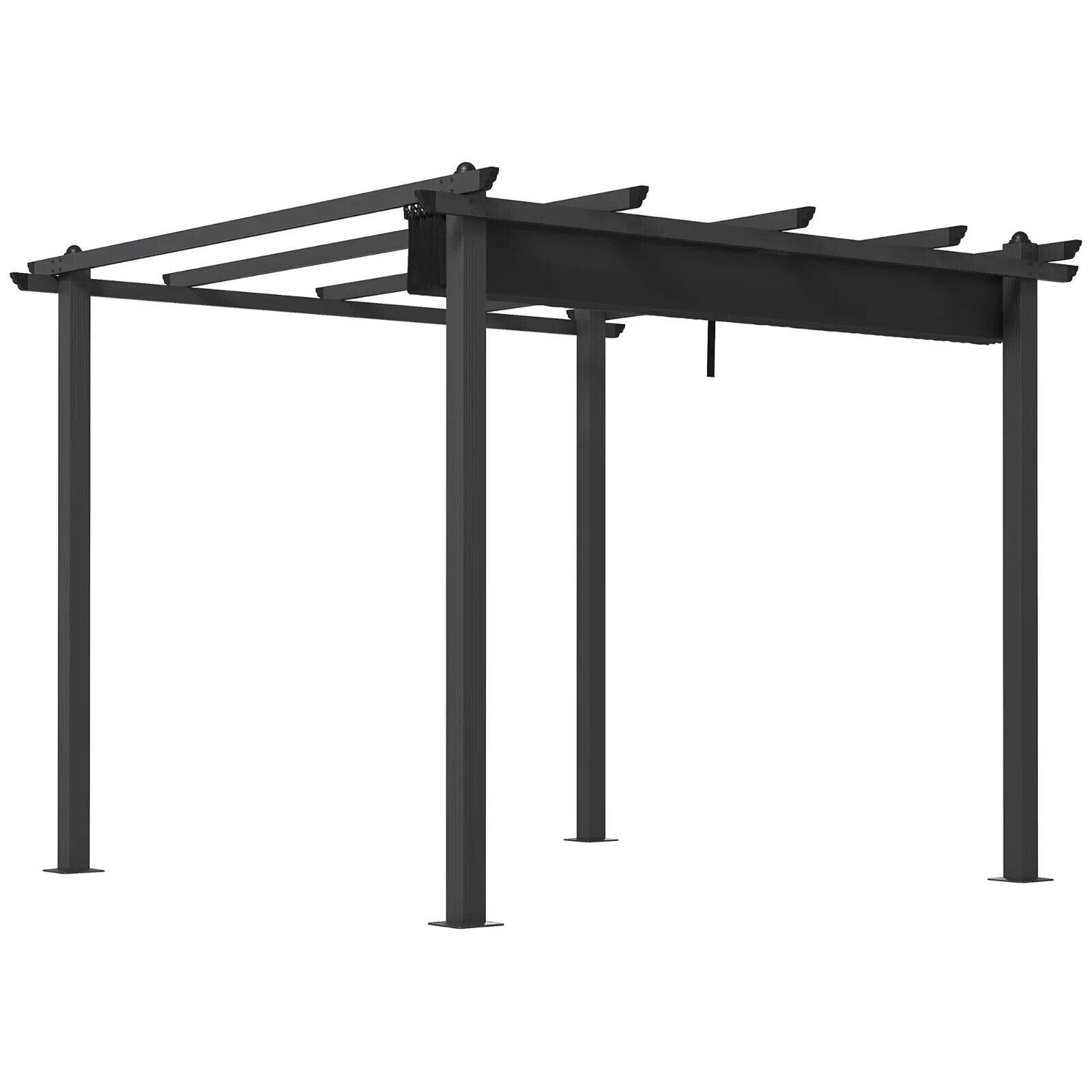 3 x 3m Aluminium Pergola with Retractable Roof - Garden Gazebo Canopy Black - Home and Garden Furniture Shop - #rustic - furniture#