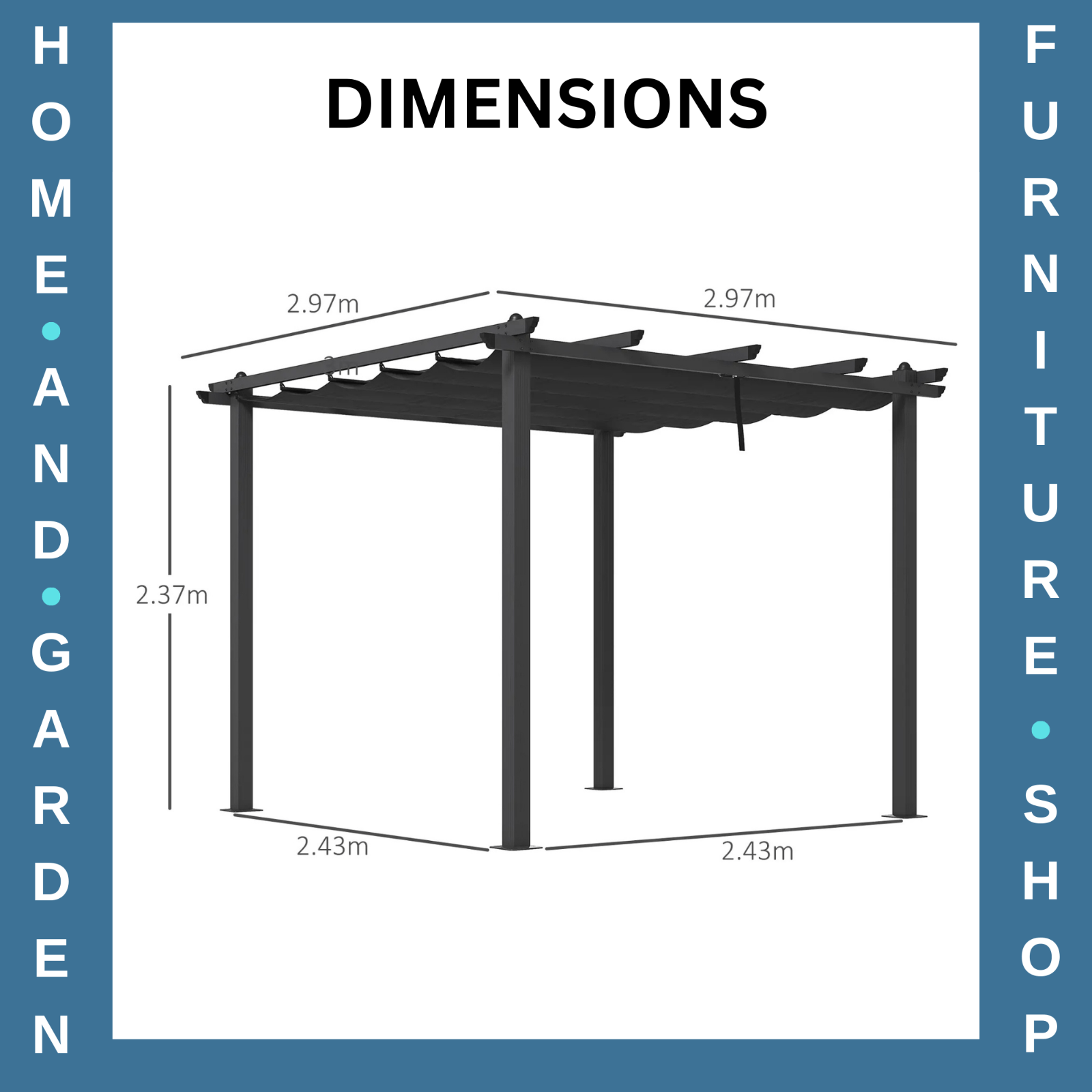 3 x 3m Aluminium Pergola with Retractable Roof - Garden Gazebo Canopy Black - Home and Garden Furniture Shop - #rustic - furniture#