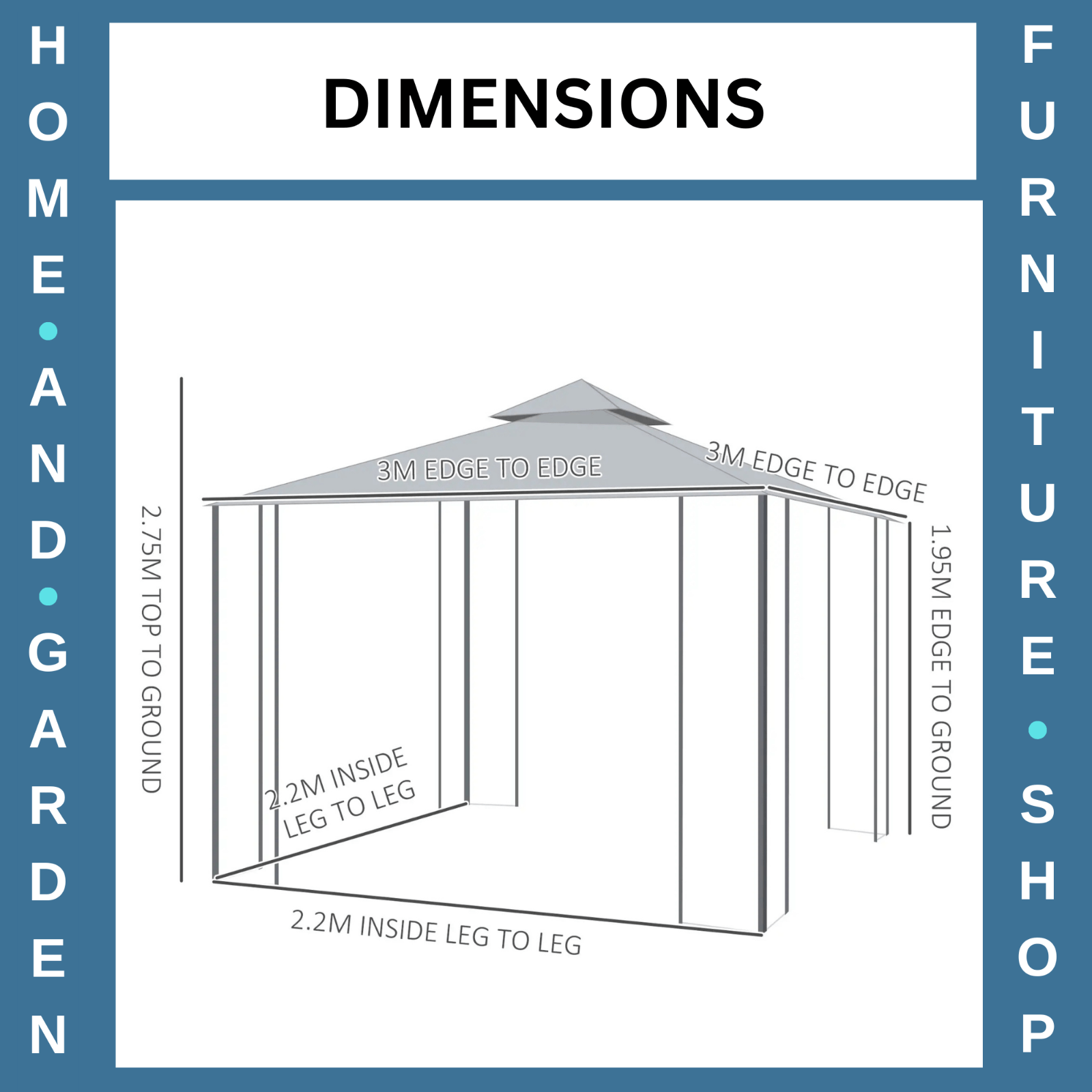 3 x 3m Garden Gazebo with Double Roof Canopy and Mesh Curtains for Outdoor Use - Home and Garden Furniture Shop - rustic - furniture