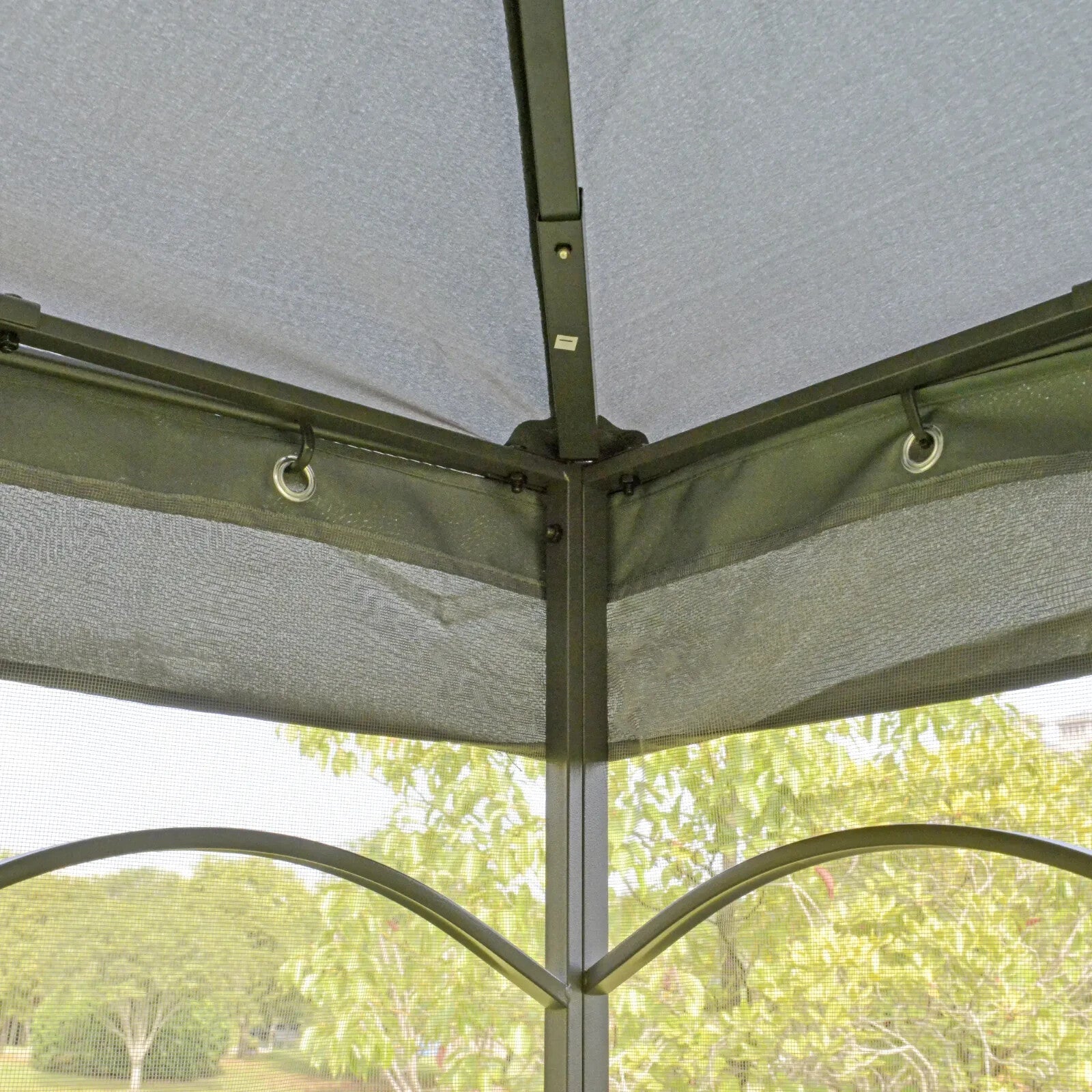3 x 3m Garden Gazebo with Double Roof Canopy and Mesh Curtains for Outdoor Use - Home and Garden Furniture Shop - rustic - furniture