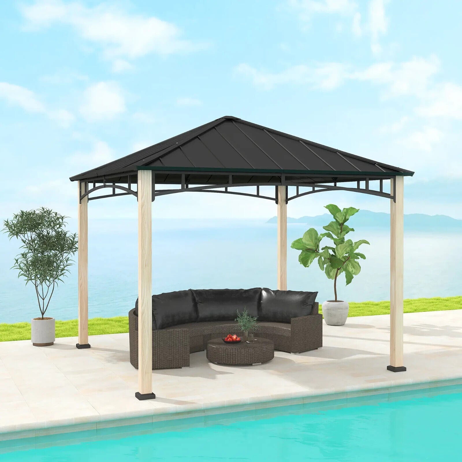 3 x 3m Hardtop Gazebo with Metal Roof Patio Garden Shelter Outdoor Metal Gazebo - Home and Garden Furniture Shop - #rustic - furniture#