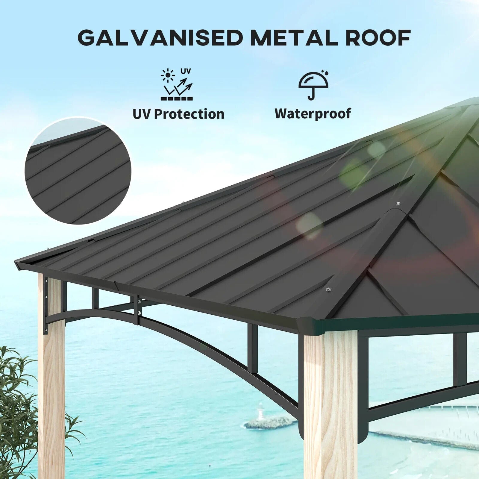 3 x 3m Hardtop Gazebo with Metal Roof Patio Garden Shelter Outdoor Metal Gazebo - Home and Garden Furniture Shop - #rustic - furniture#