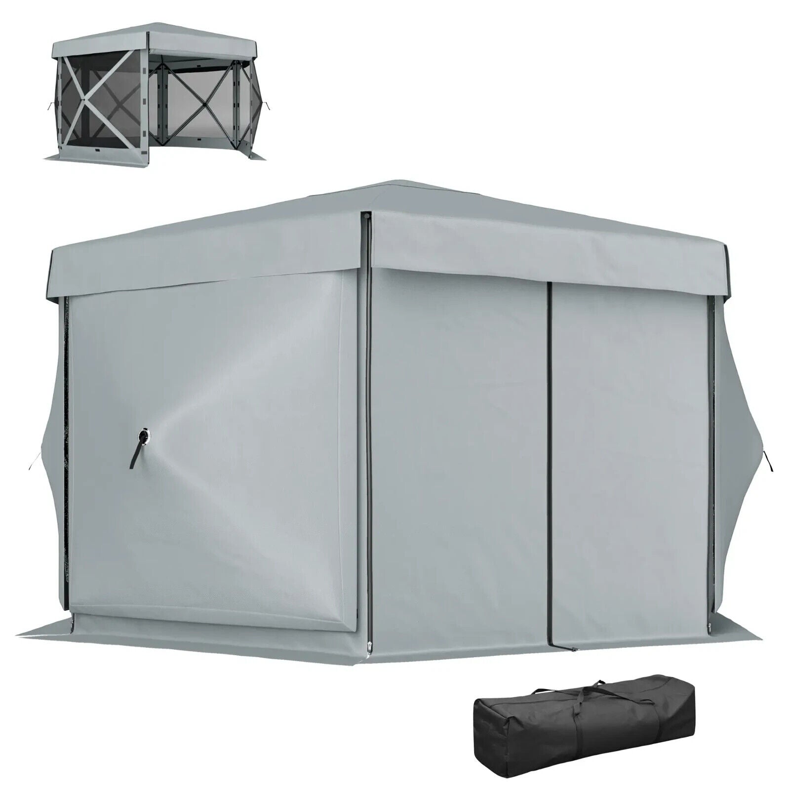 3 x 3m Hexagon Pop Up Gazebo with 5 Sides Netting Outdoor Marquee Camping Cover - Home and Garden Furniture Shop - #rustic - furniture#
