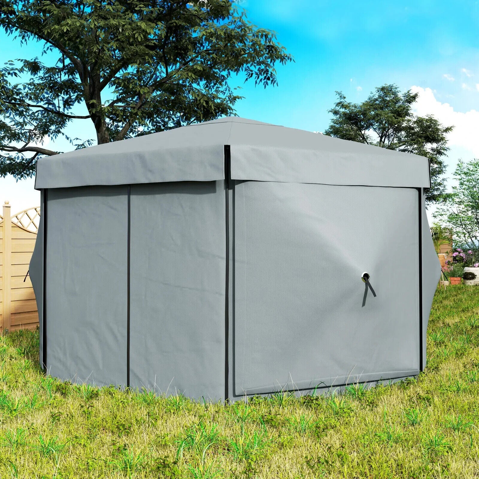 3 x 3m Hexagon Pop Up Gazebo with 5 Sides Netting Outdoor Marquee Camping Cover - Home and Garden Furniture Shop - #rustic - furniture#