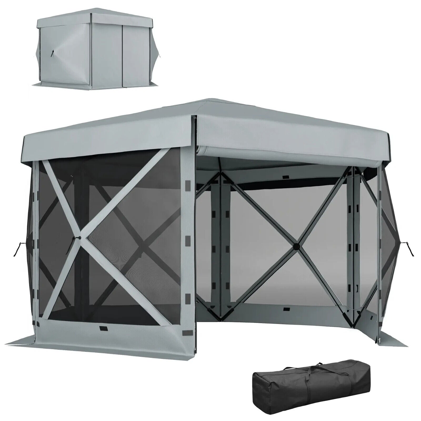 3 x 3m Hexagon Pop Up Gazebo with 5 Sides Netting Outdoor Marquee Camping Cover - Home and Garden Furniture Shop - #rustic - furniture#