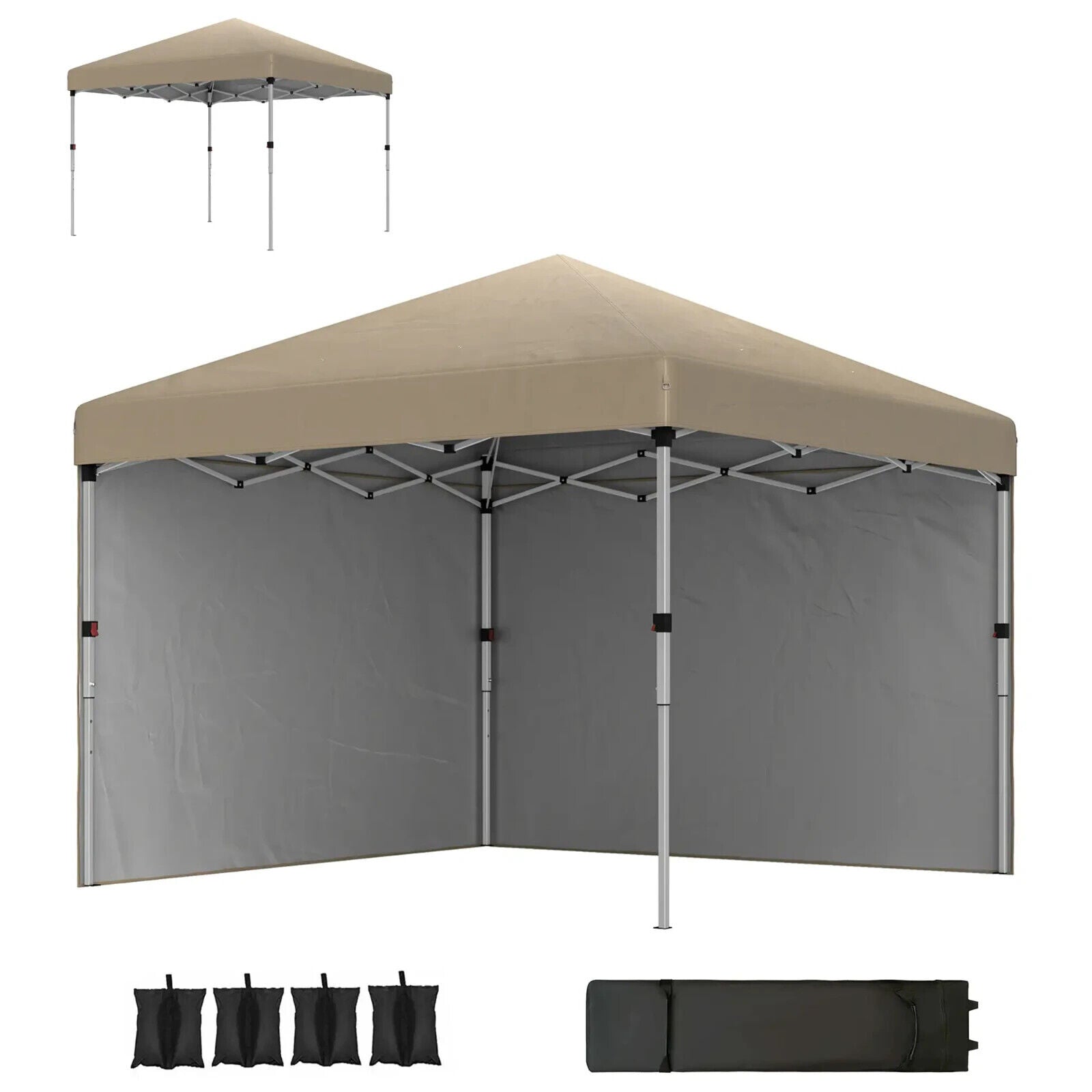3 x 3m Pop Up Gazebo Party Tent W/ 2 Sidewalls 4 Sandbags Roof Sun Shade Cover - Home and Garden Furniture Shop - #rustic - furniture#