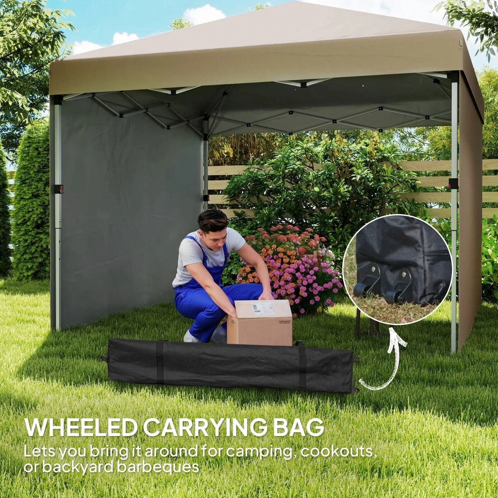 3 x 3m Pop Up Gazebo Party Tent W/ 2 Sidewalls 4 Sandbags Roof Sun Shade Cover - Home and Garden Furniture Shop - #rustic - furniture#