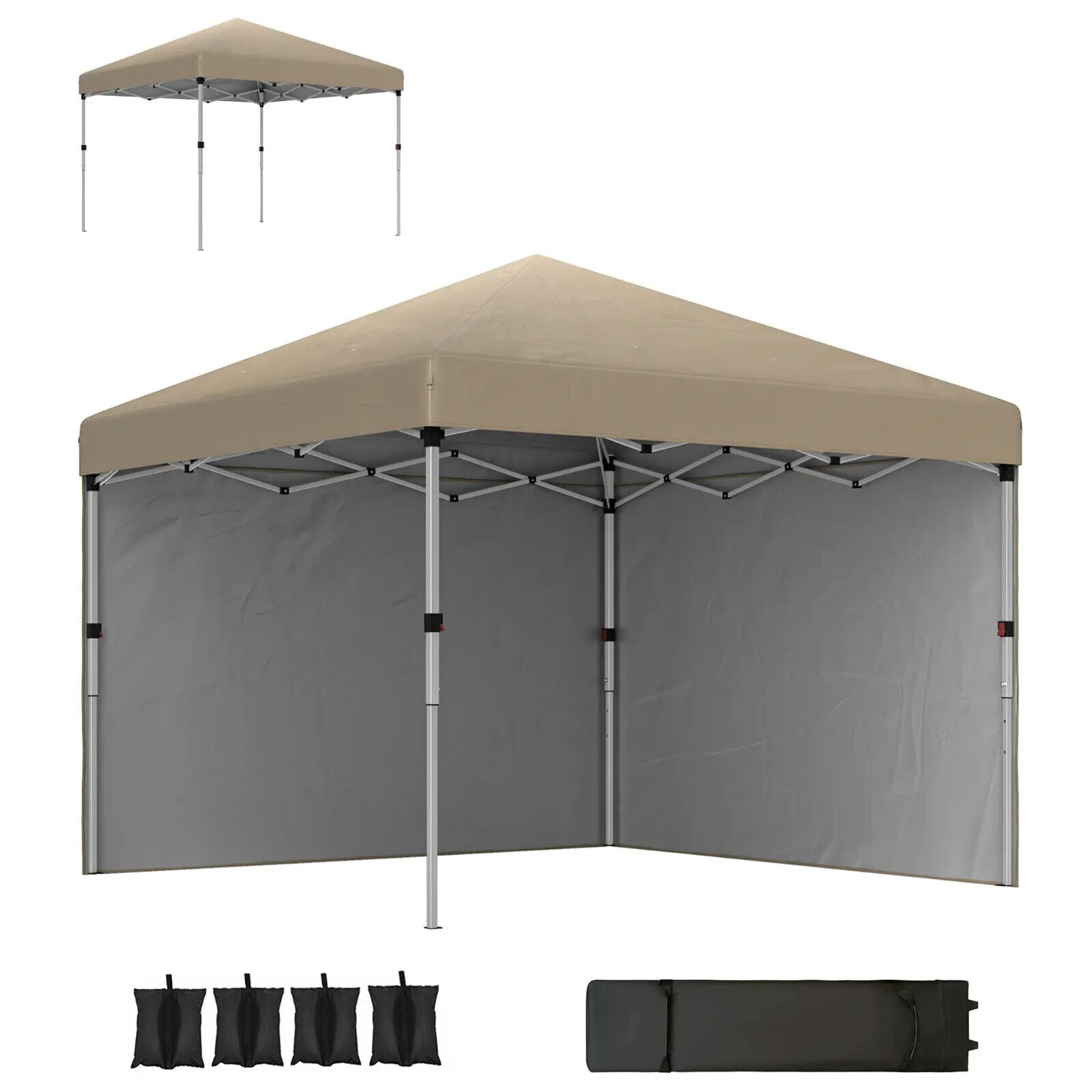 3 x 3m Pop Up Gazebo Party Tent W/ 2 Sidewalls 4 Sandbags Roof Sun Shade Cover - Home and Garden Furniture Shop - #rustic - furniture#