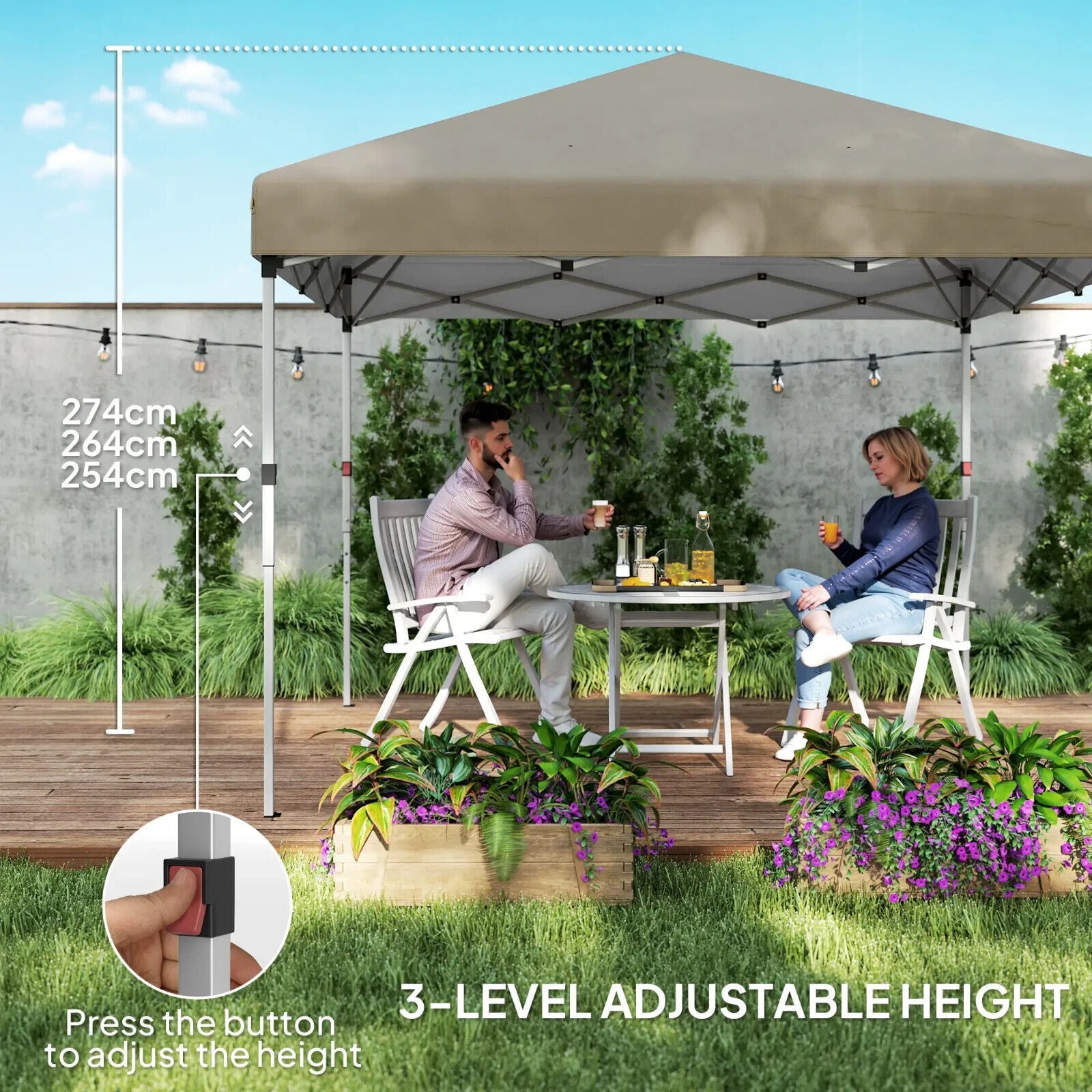 3 x 3m Pop Up Gazebo Party Tent W/ 2 Sidewalls 4 Sandbags Roof Sun Shade Cover - Home and Garden Furniture Shop - #rustic - furniture#