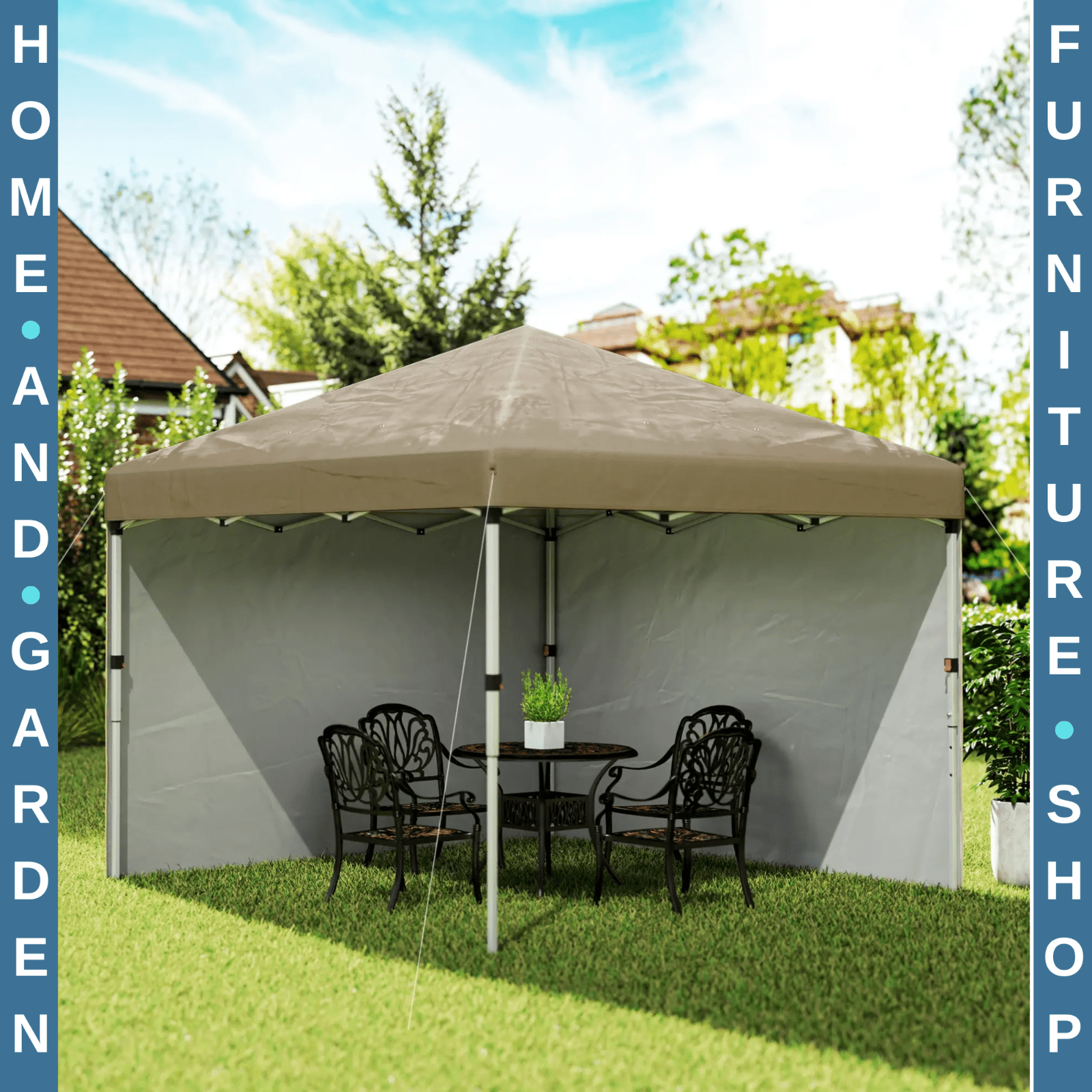 3 x 3m Pop Up Gazebo Party Tent W/ 2 Sidewalls 4 Sandbags Roof Sun Shade Cover - Home and Garden Furniture Shop - #rustic - furniture#