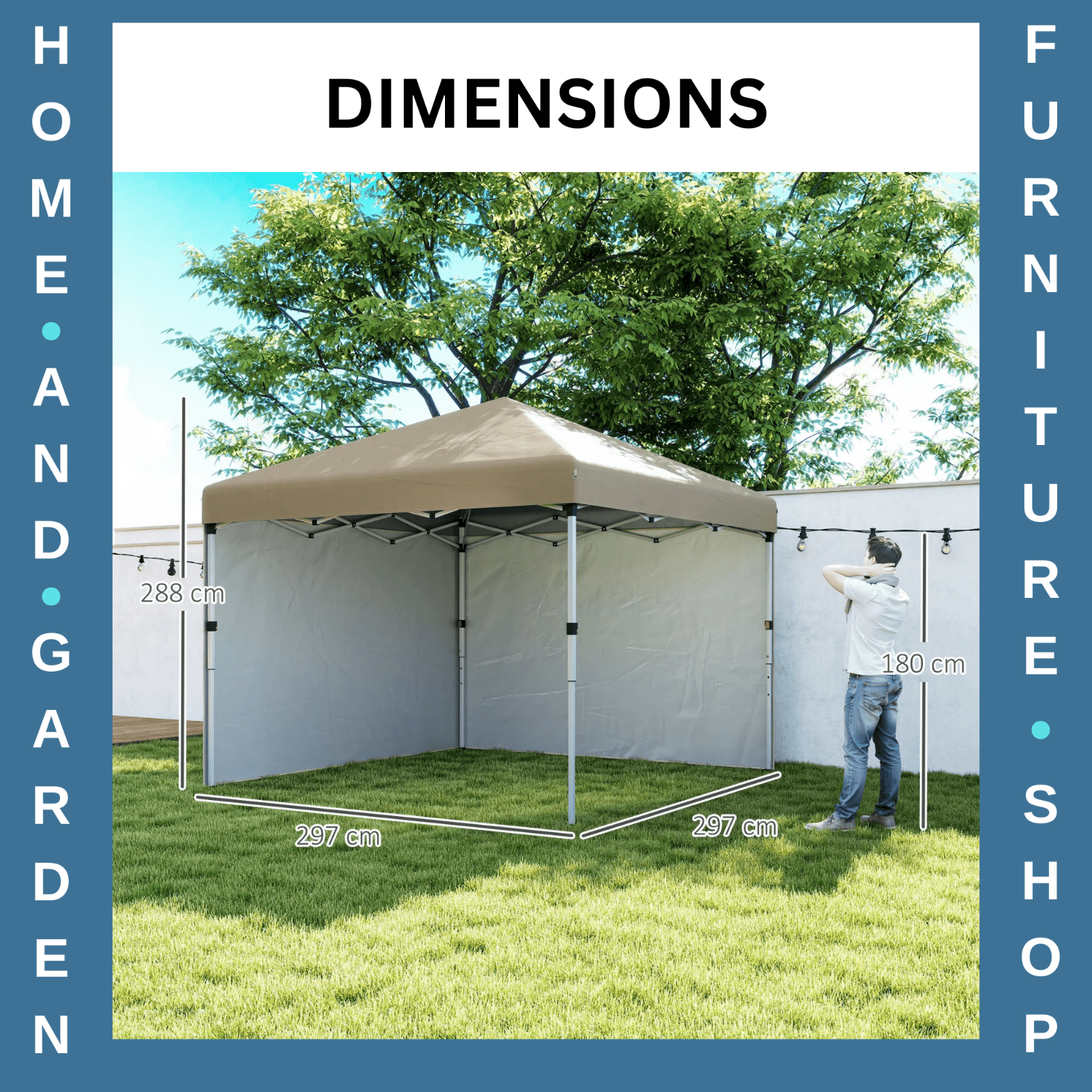 3 x 3m Pop Up Gazebo Party Tent W/ 2 Sidewalls 4 Sandbags Roof Sun Shade Cover - Home and Garden Furniture Shop - #rustic - furniture#