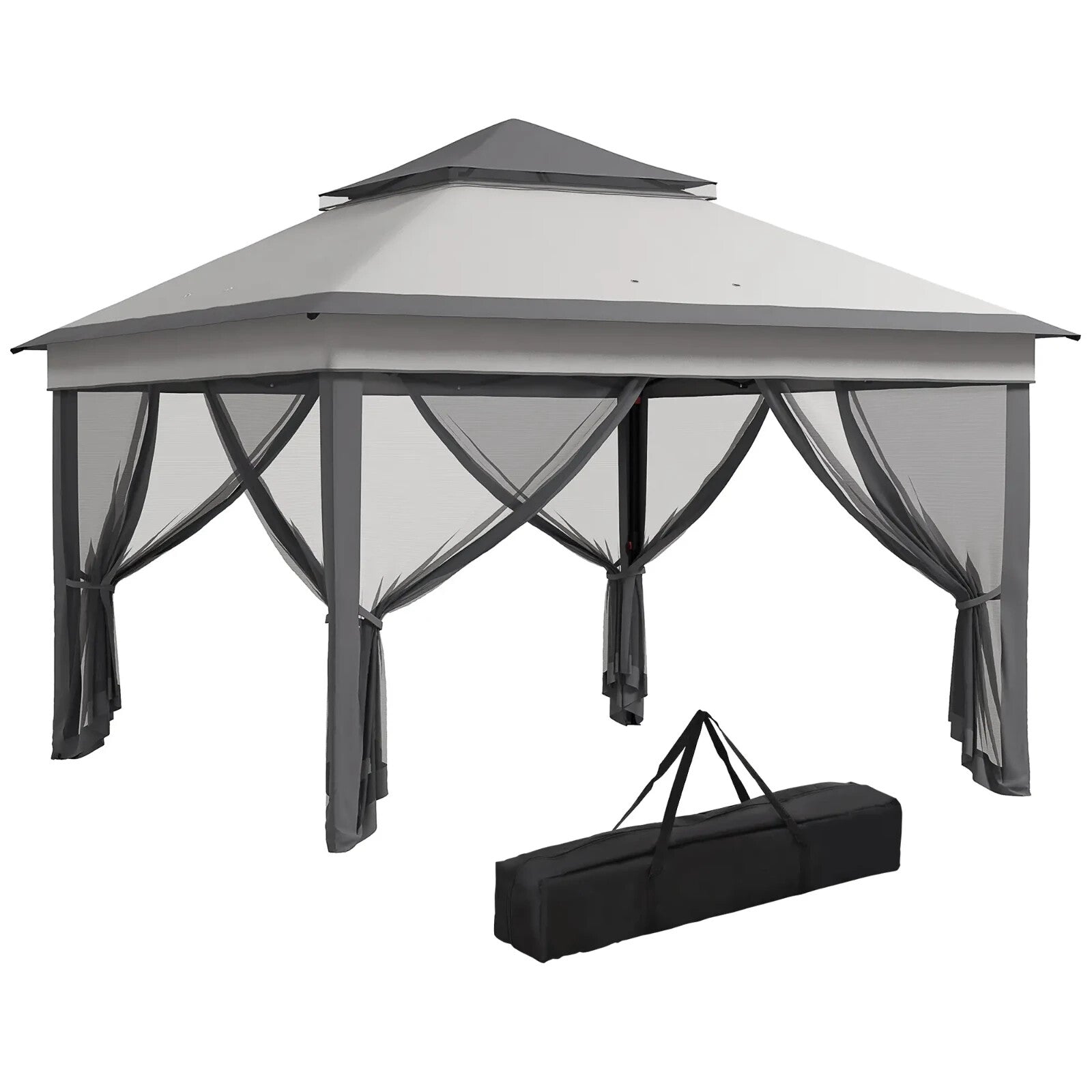 3 x 3m Pop Up Gazebo w/ Netting Carry Bag Height Adjustable Garden Event Shelter - Home and Garden Furniture Shop - rustic - furniture