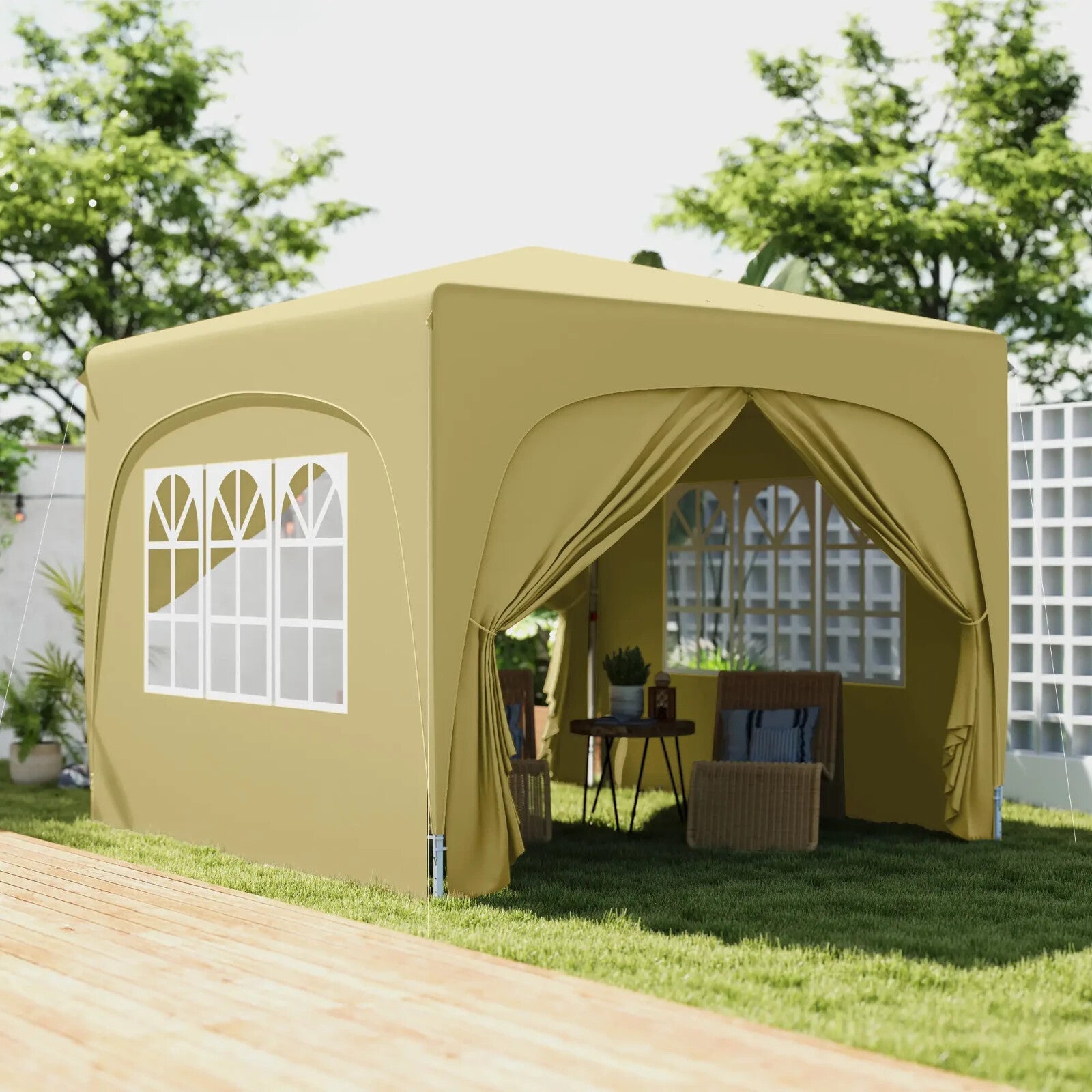 3 x 3m Pop Up Gazebo with Sides Carry Bag Garden Tent Camping Shelter Windows - Home and Garden Furniture Shop - rustic - furniture