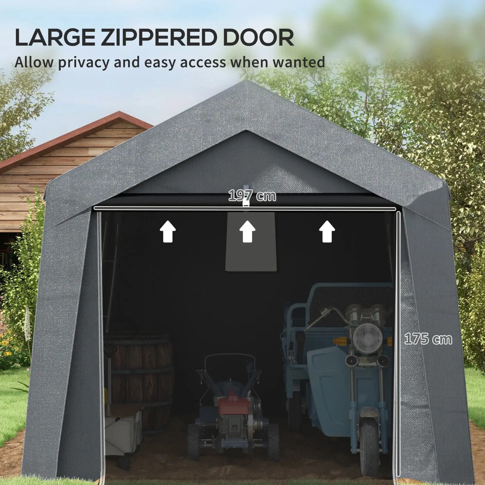 3 x 3m Portable Shed Waterproof Heavy Duty Grey Garden Storage Shed for Tools - Home and Garden Furniture Shop - #rustic - furniture#