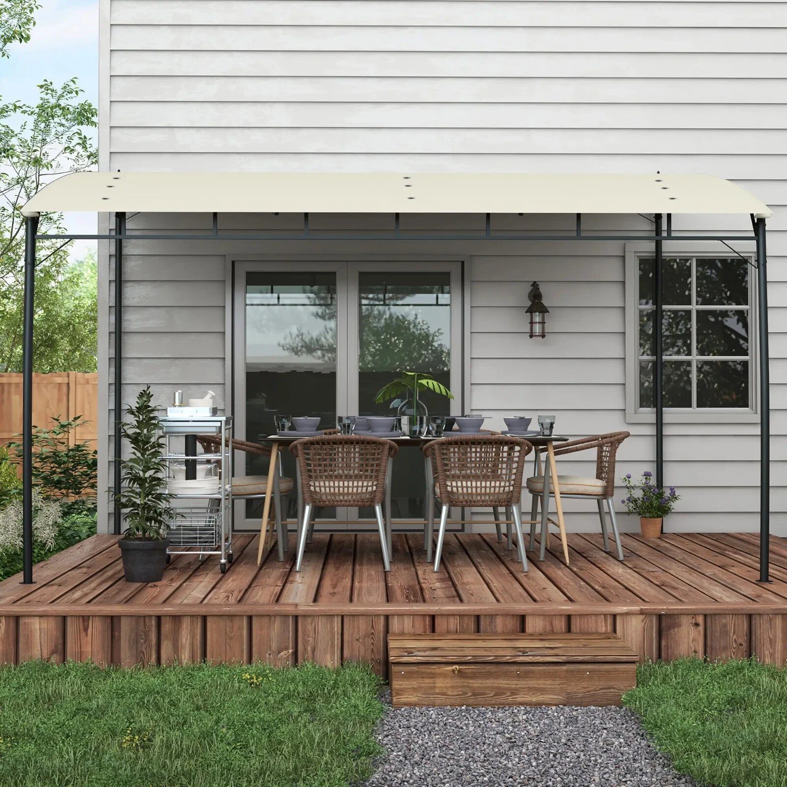 3 x 4 m Outdoor Pergola Gazebo Sun Shade Shelter w/ Metal Frame for Garden Patio - Home and Garden Furniture Shop - rustic - furniture