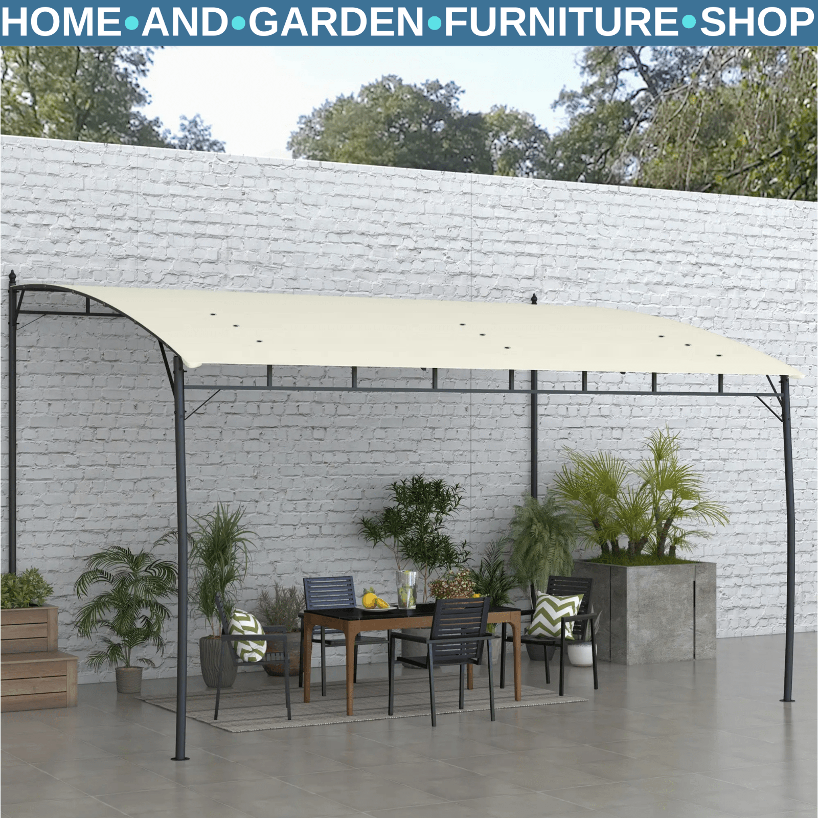 3 x 4 m Outdoor Pergola Gazebo Sun Shade Shelter w/ Metal Frame for Garden Patio - Home and Garden Furniture Shop - rustic - furniture