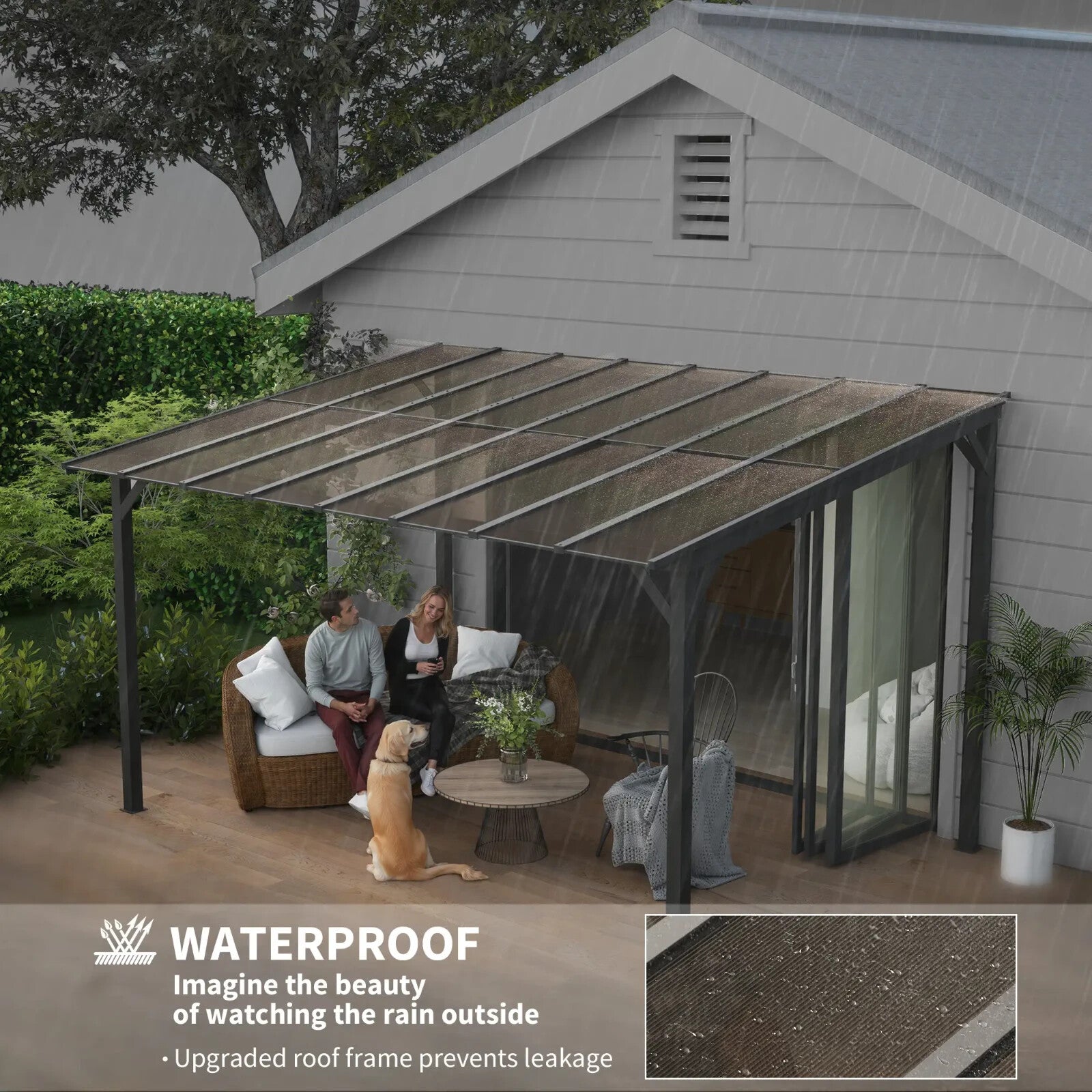 3 x 4.3m Metal Pergola Kit Gazebo Hardtop Polycarbonate Roof Garden Patio Cover - Home and Garden Furniture Shop - rustic - furniture