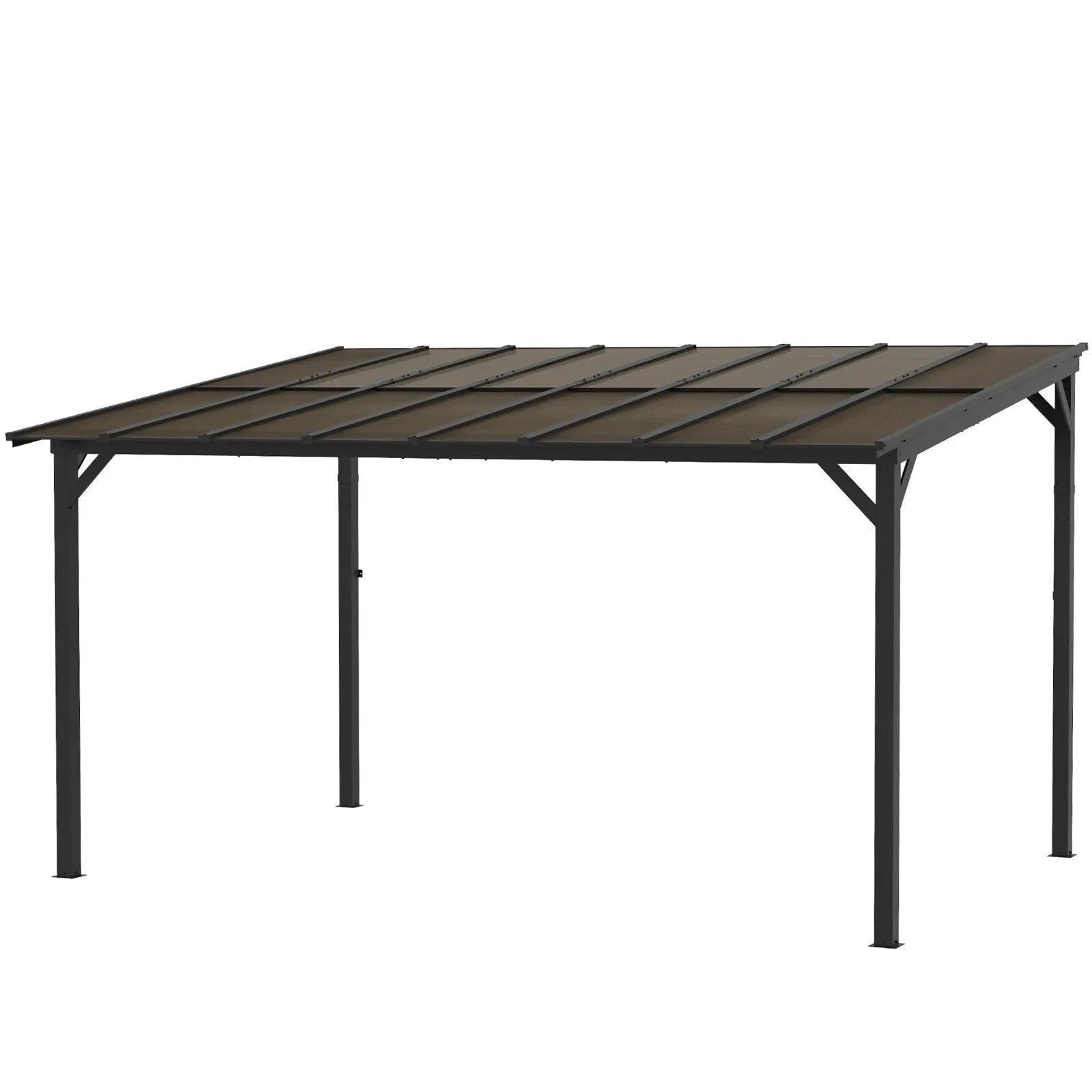 3 x 4.3m Metal Pergola Kit Gazebo Hardtop Polycarbonate Roof Garden Patio Cover - Home and Garden Furniture Shop - rustic - furniture