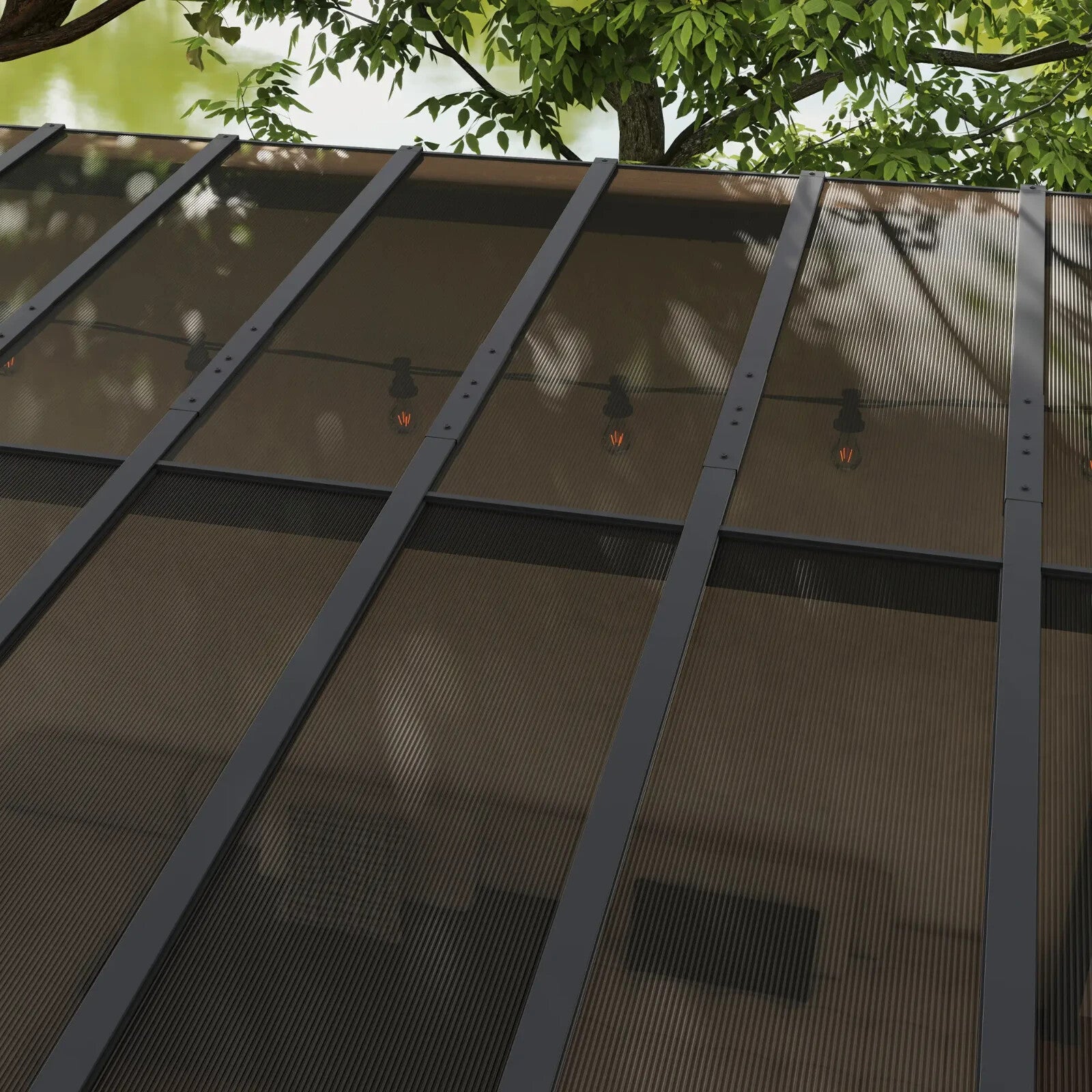 3 x 4.3m Metal Pergola Kit Gazebo Hardtop Polycarbonate Roof Garden Patio Cover - Home and Garden Furniture Shop - rustic - furniture