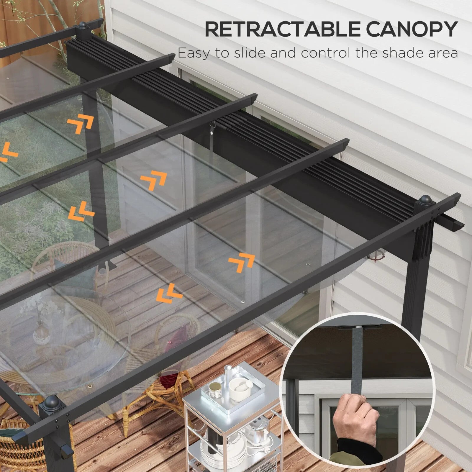 3 x 4m Aluminium Pergola Garden Gazebo with Retractable Roof Outdoor Canopy - Home and Garden Furniture Shop - rustic - furniture