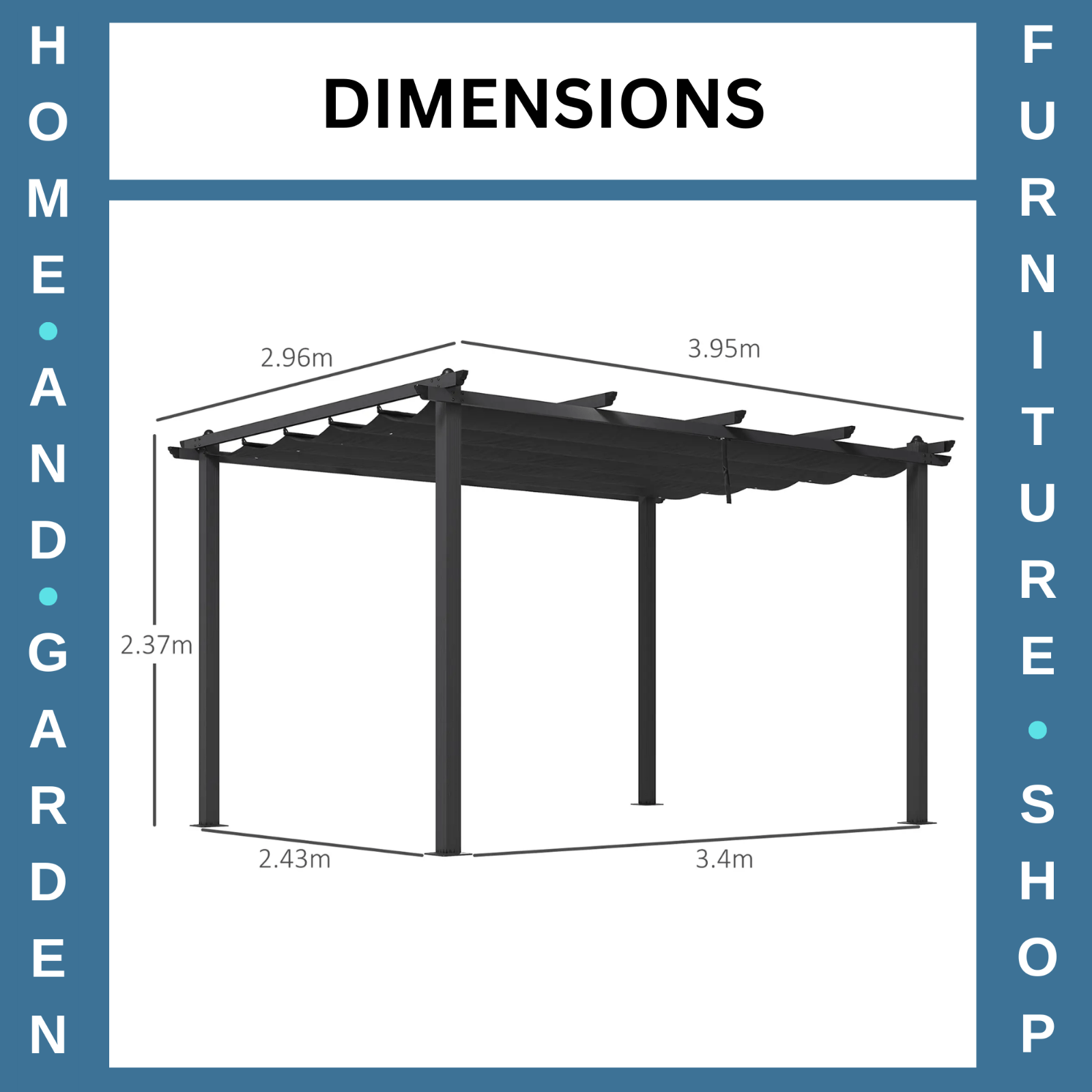 3 x 4m Aluminium Pergola Garden Gazebo with Retractable Roof Outdoor Canopy - Home and Garden Furniture Shop - rustic - furniture