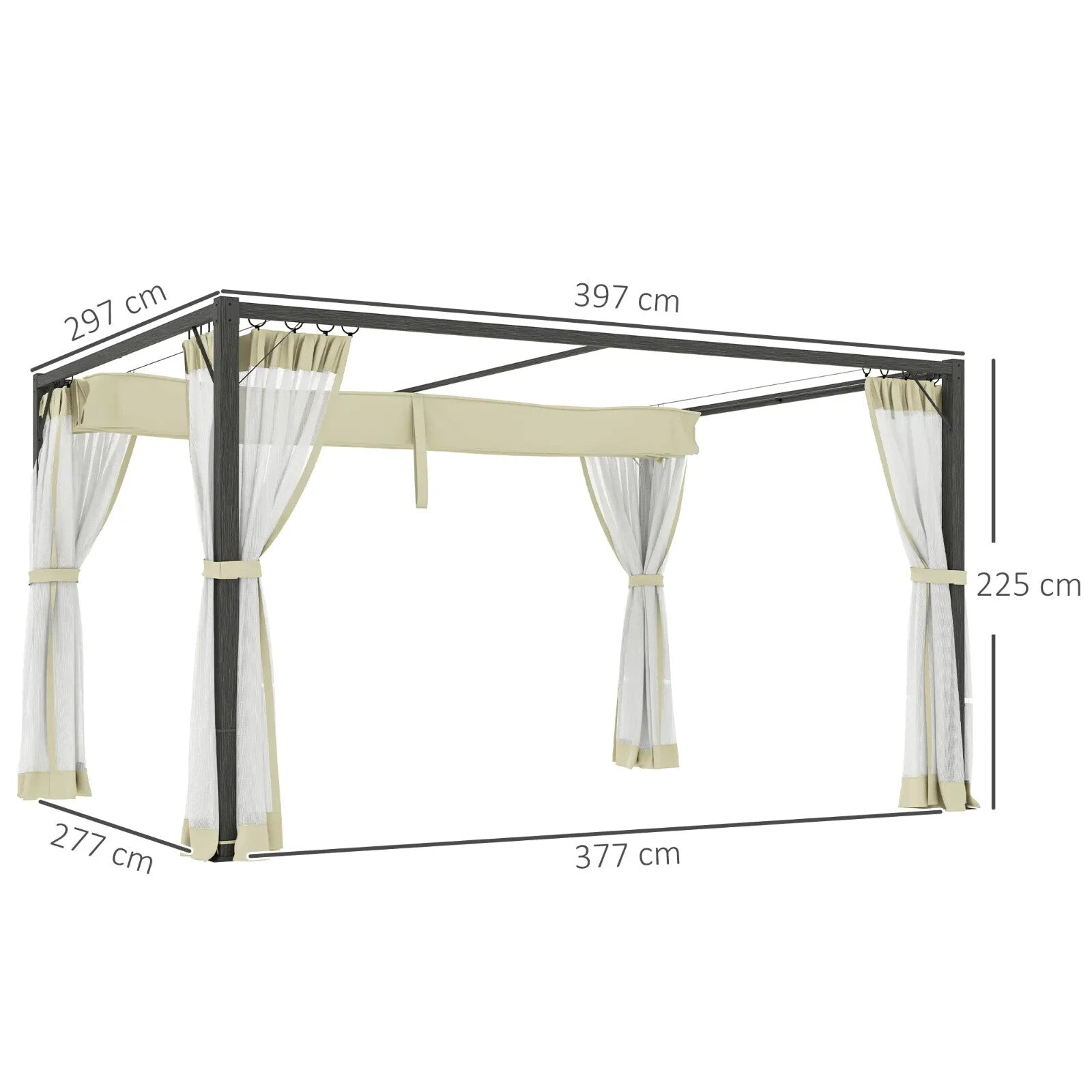 3 x 4m Aluminium Pergola with Retractable Roof Garden Shelter with Sturdy Frame - Home and Garden Furniture Shop - rustic - furniture