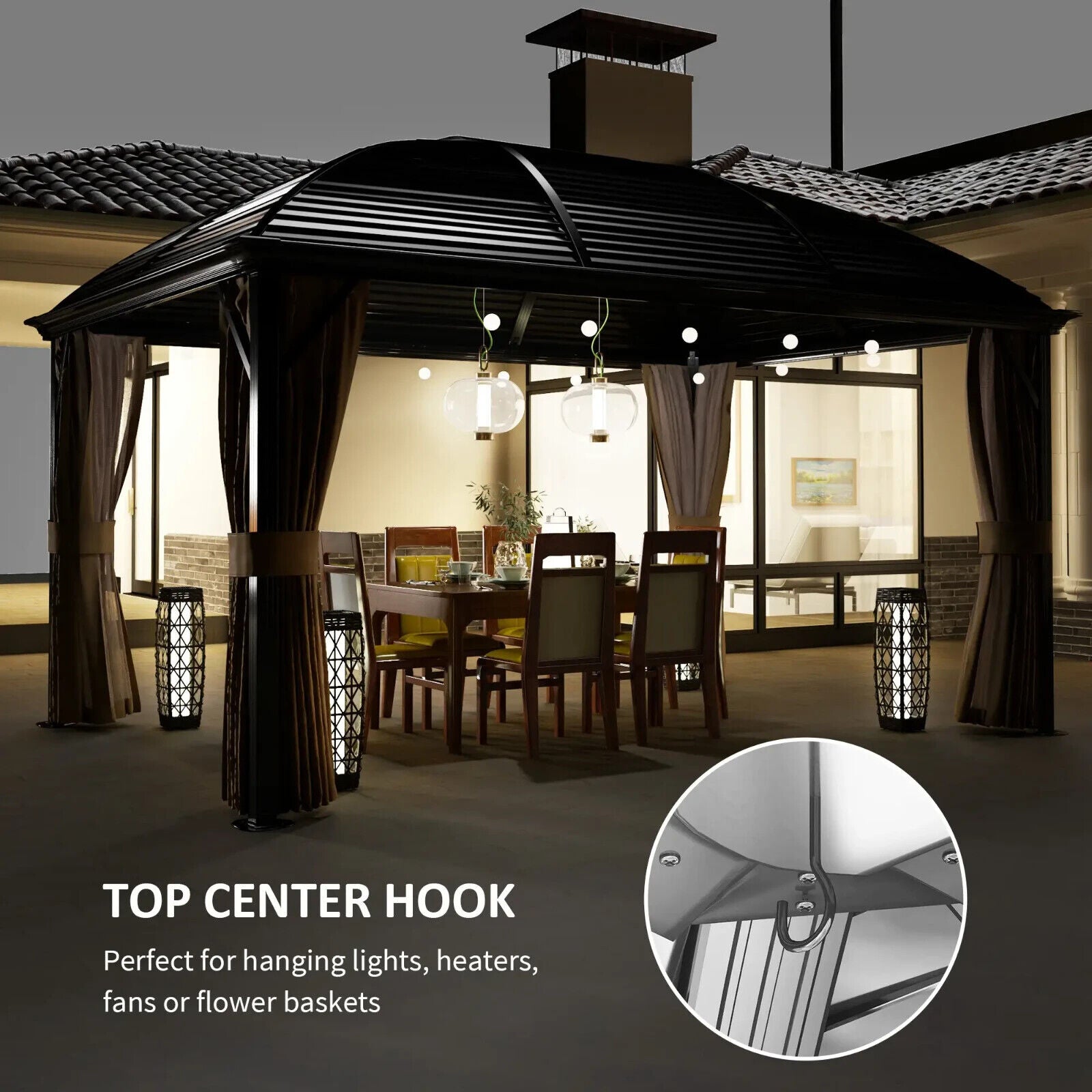 3 x 4m Hardtop Garden Gazebo Steel Roof Heavy Duty Pavilion with Sides Shelter - Home and Garden Furniture Shop - #rustic - furniture#