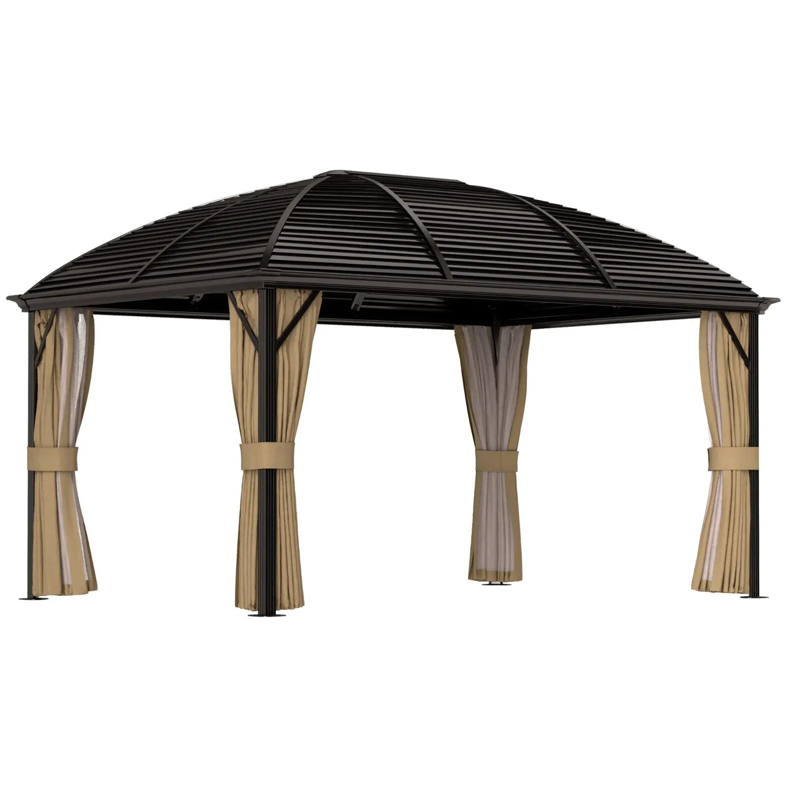 3 x 4m Hardtop Garden Gazebo Steel Roof Heavy Duty Pavilion with Sides Shelter - Home and Garden Furniture Shop - rustic - furniture