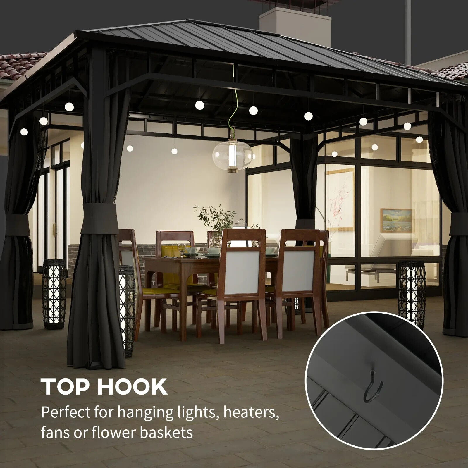 3 x 4m Hardtop Metal Gazebo Sides Steel Roof Outdoor Party Tent Hot Tub Shelter - Home and Garden Furniture Shop - #rustic - furniture#