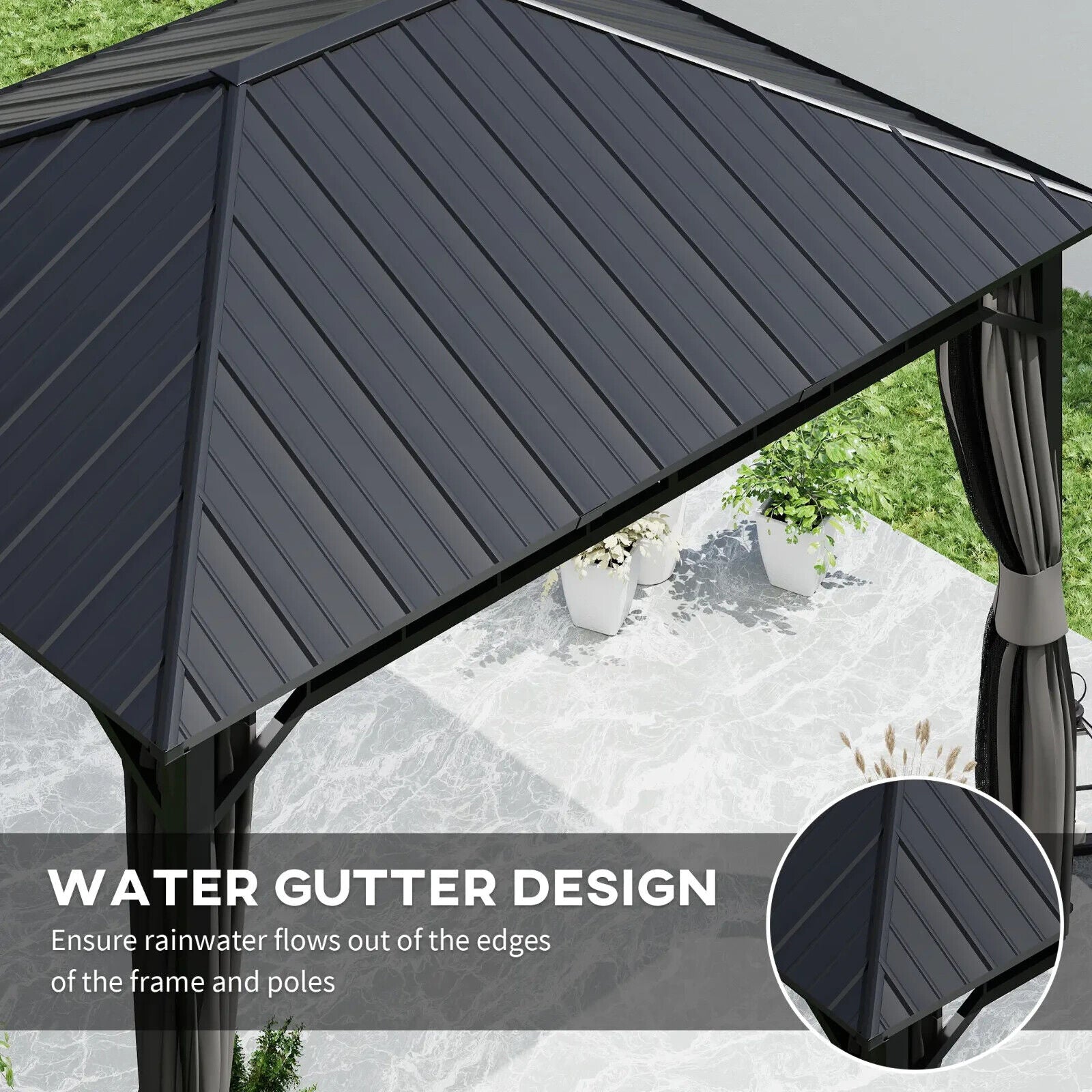 3 x 4m Hardtop Metal Gazebo Sides Steel Roof Outdoor Party Tent Hot Tub Shelter - Home and Garden Furniture Shop - #rustic - furniture#