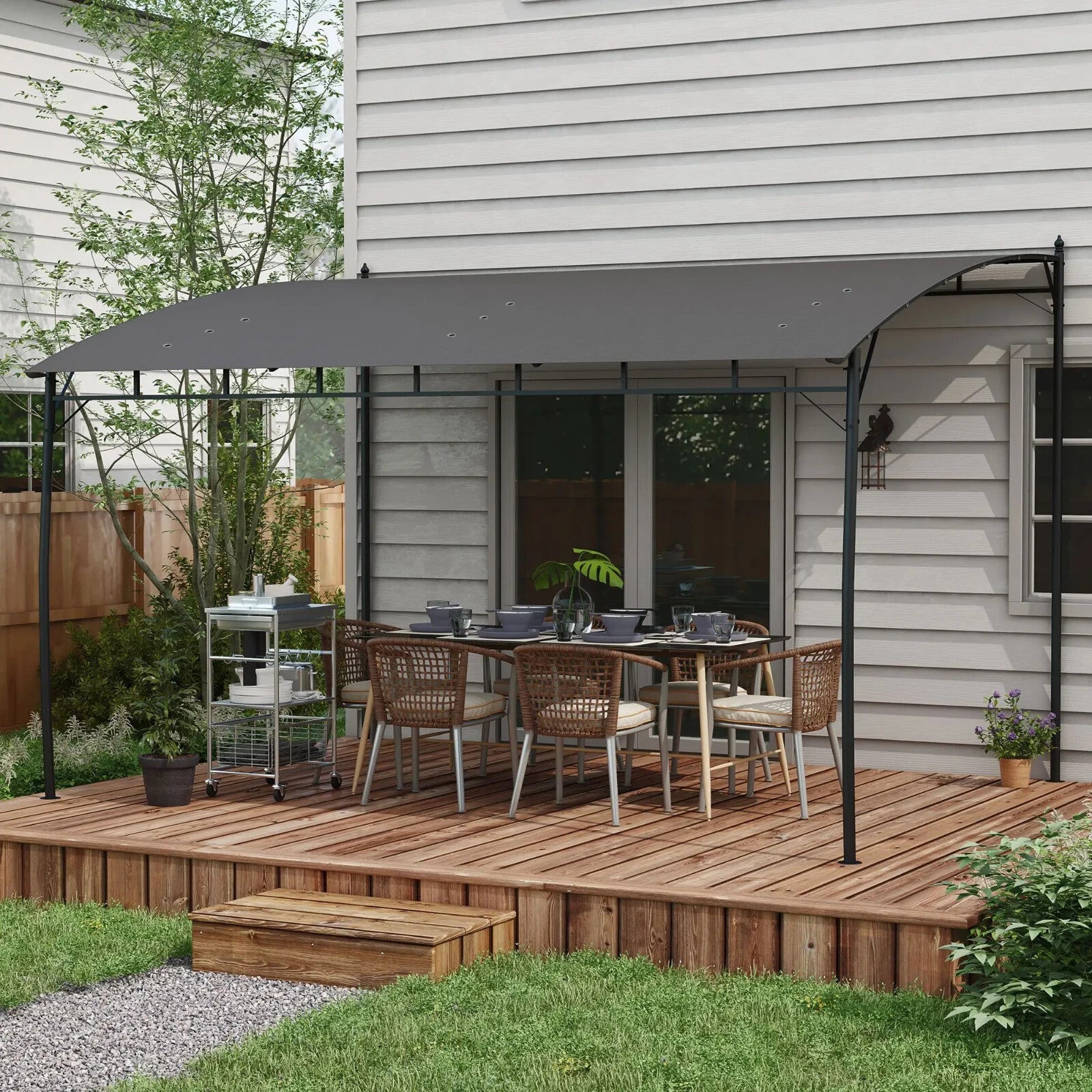 3 x 4m Metal Frame Garden Gazebo – Outdoor Patio Sun Shade Shelter Canopy - Home and Garden Furniture Shop - rustic - furniture