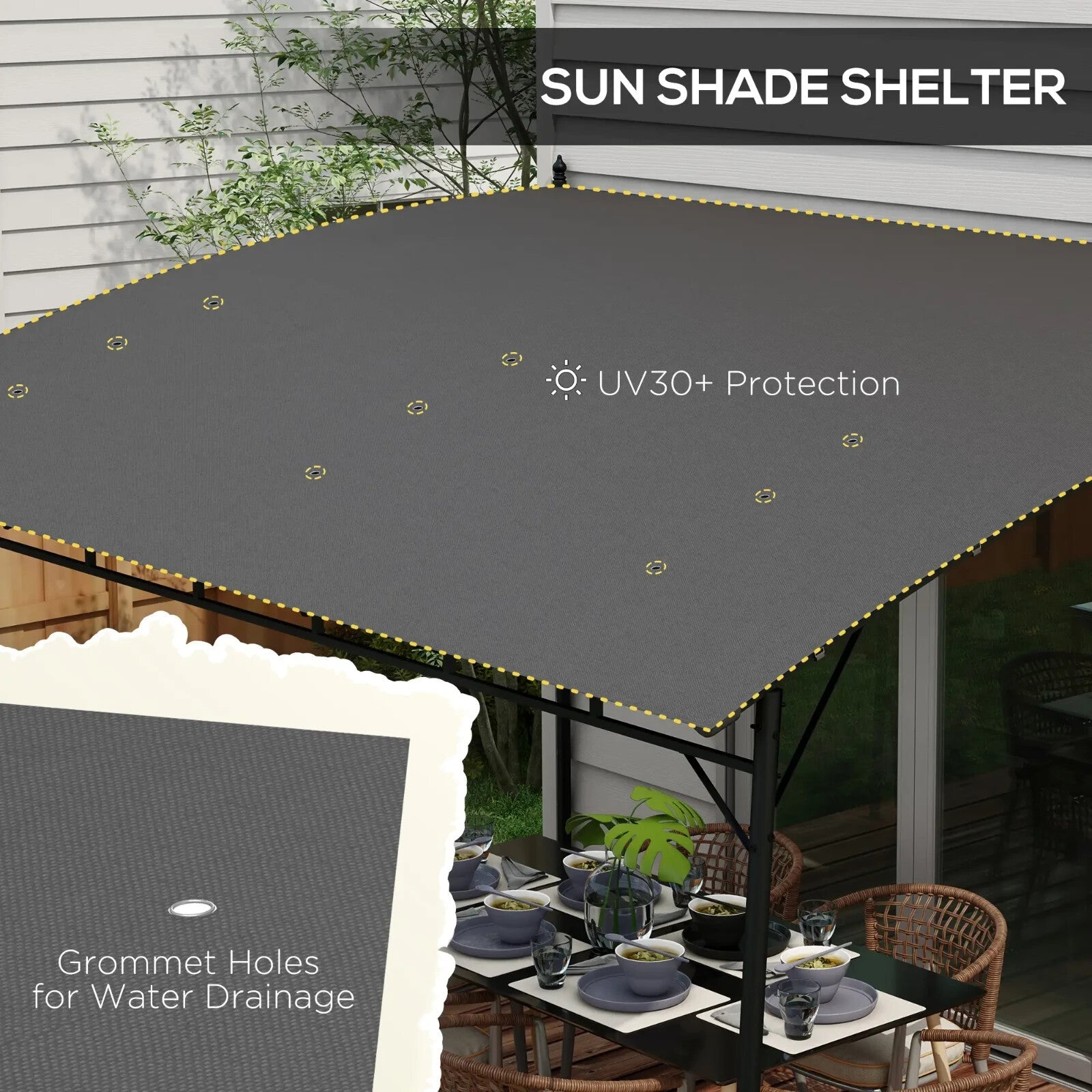 3 x 4m Metal Frame Garden Gazebo – Outdoor Patio Sun Shade Shelter Canopy - Home and Garden Furniture Shop - rustic - furniture