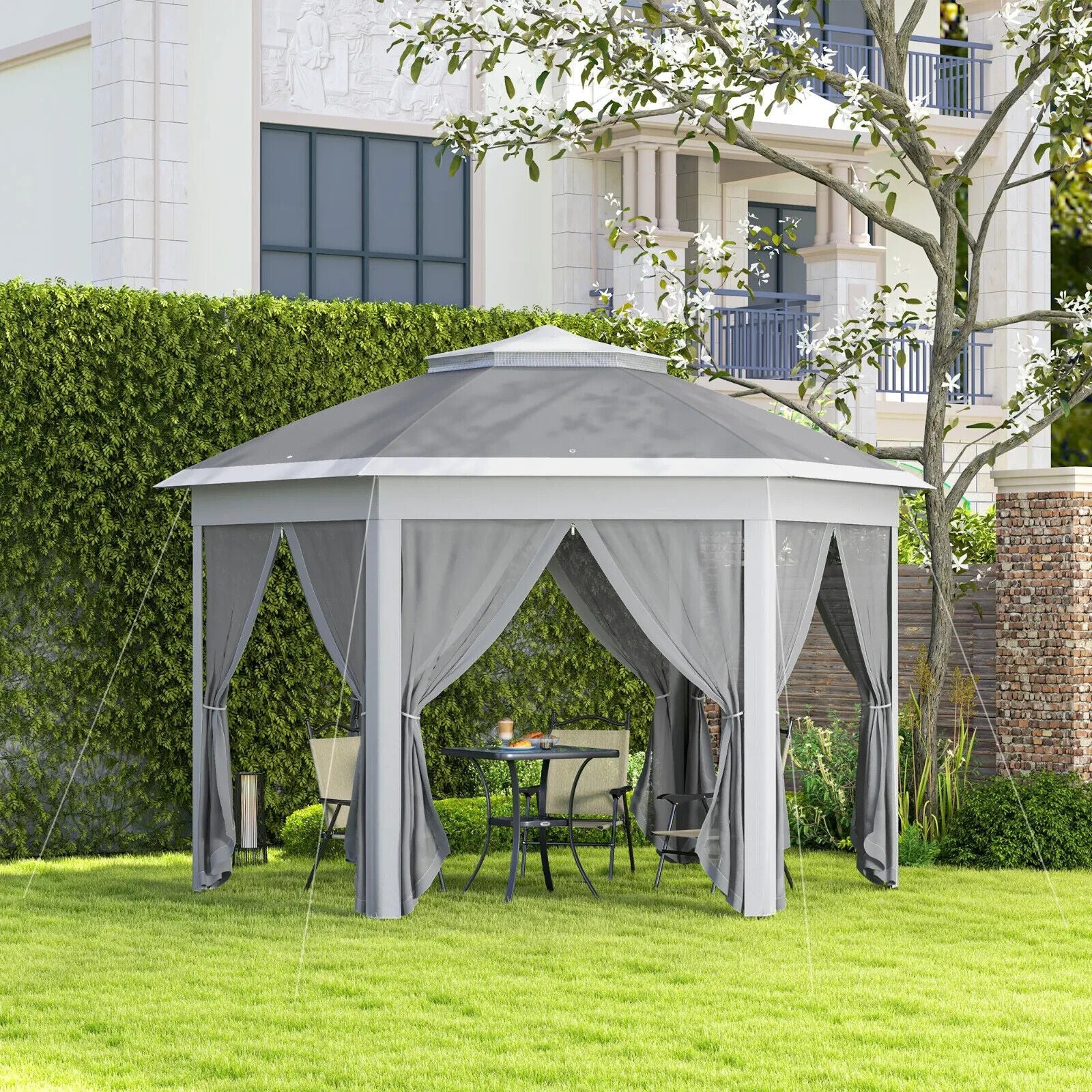 3 x 4m Pop Up Gazebo w/ Mesh Curtains Outdoor Garden Marquee Party Tent Shelter - Home and Garden Furniture Shop - #rustic - furniture#