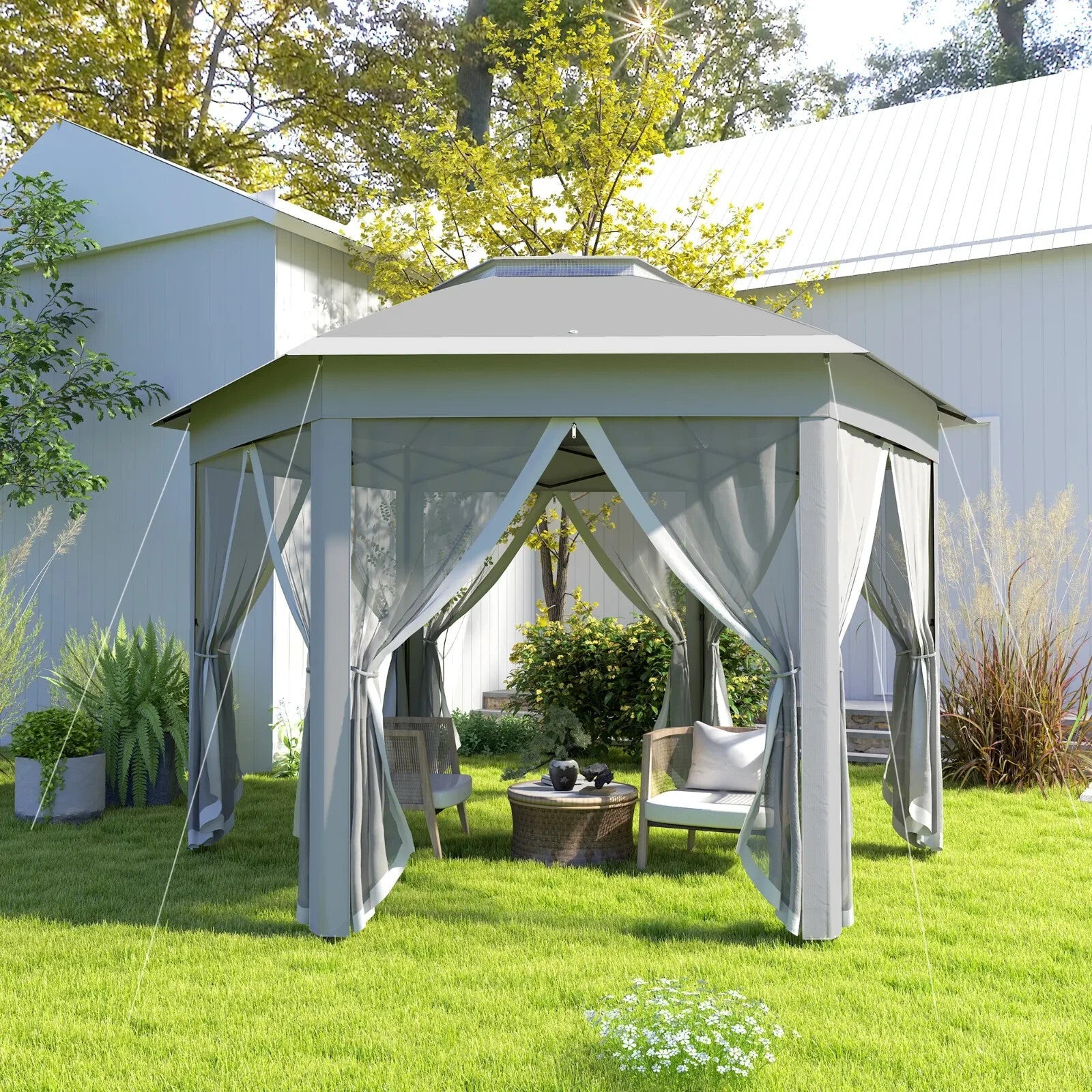 3 x 4m Pop Up Gazebo w/ Mesh Curtains Outdoor Garden Marquee Party Tent Shelter - Home and Garden Furniture Shop - rustic - furniture