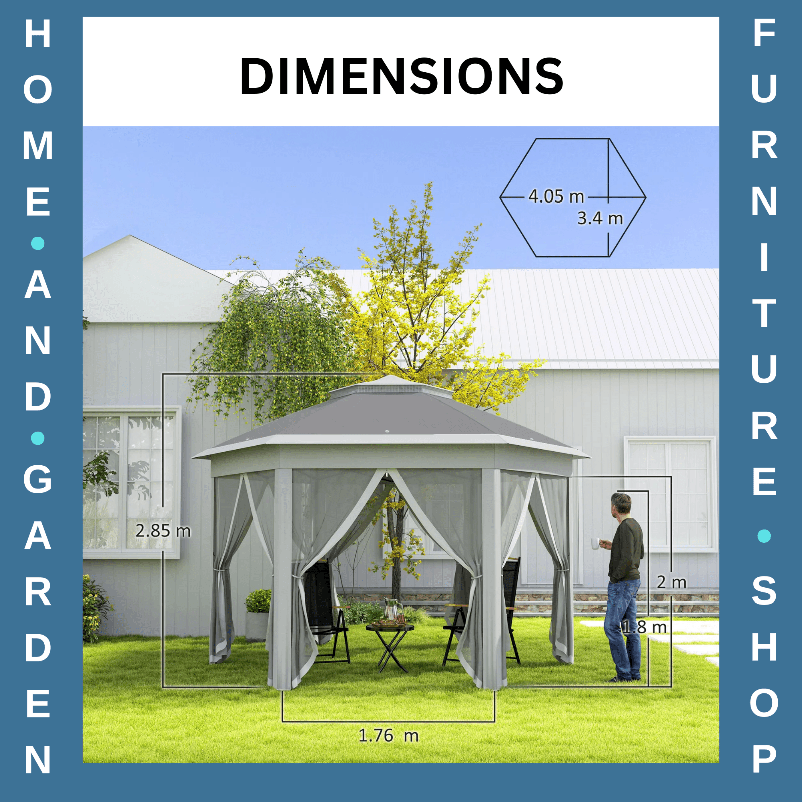 3 x 4m Pop Up Gazebo w/ Mesh Curtains Outdoor Garden Marquee Party Tent Shelter - Home and Garden Furniture Shop - rustic - furniture