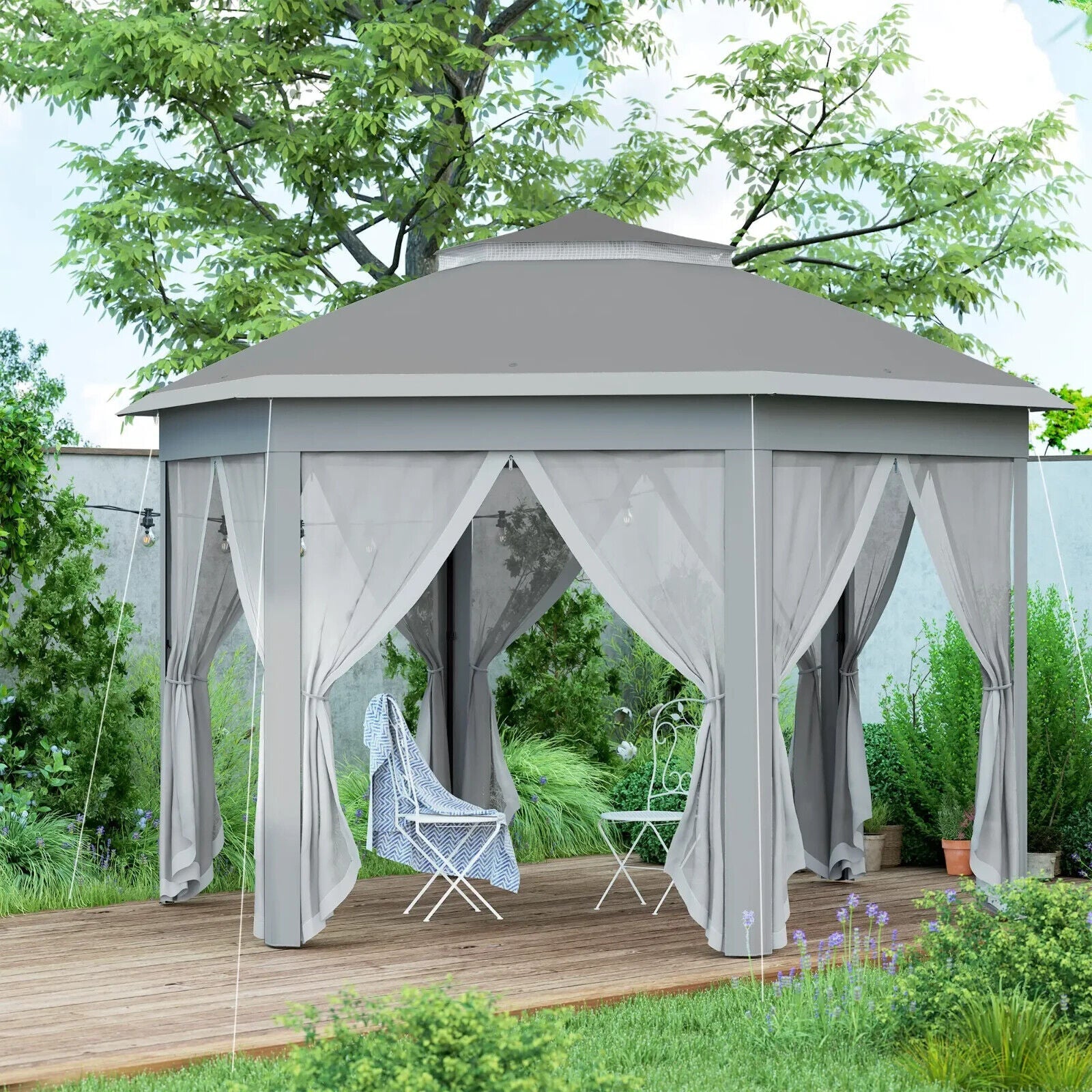 3 x 4m Pop Up Gazebo w/ Mesh Curtains Outdoor Garden Marquee Party Tent Shelter - Home and Garden Furniture Shop - #rustic - furniture#