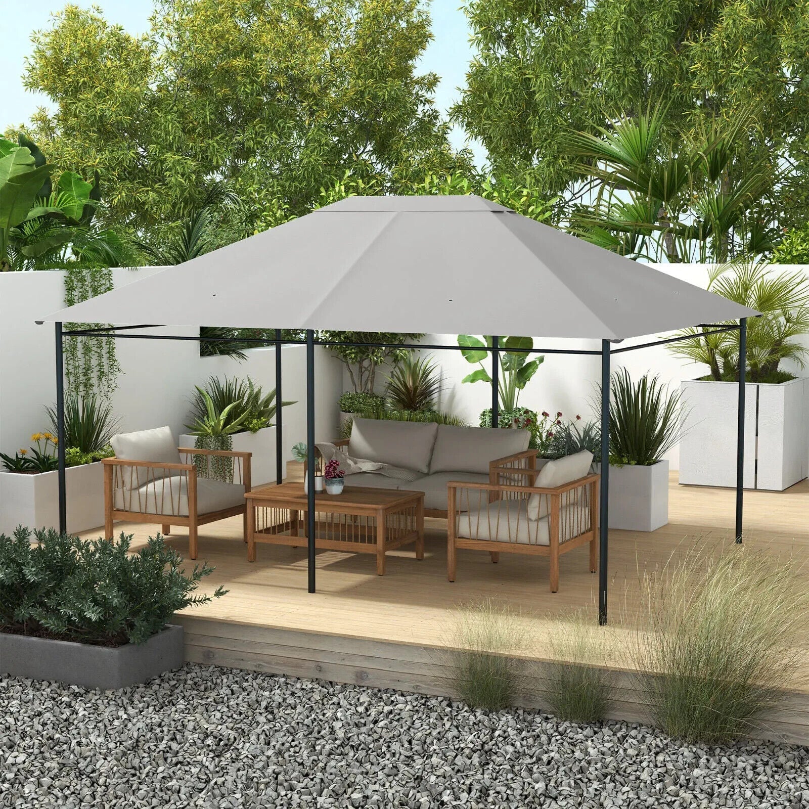 3 x 4m Replacement Gazebo Canopy Gazebo Roof Cover Light Grey Spare Canopy Roof - Home and Garden Furniture Shop - #rustic - furniture#