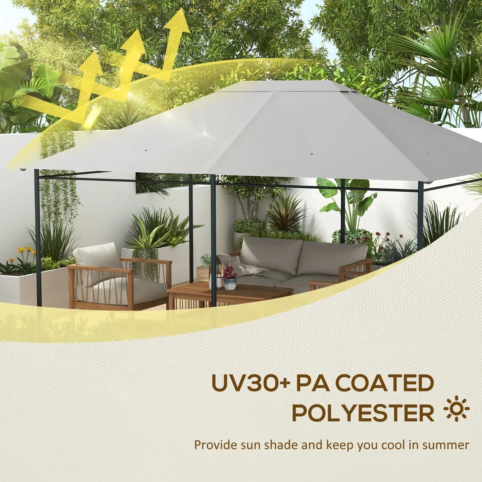 3 x 4m Replacement Gazebo Canopy Gazebo Roof Cover Light Grey Spare Canopy Roof - Home and Garden Furniture Shop - #rustic - furniture#