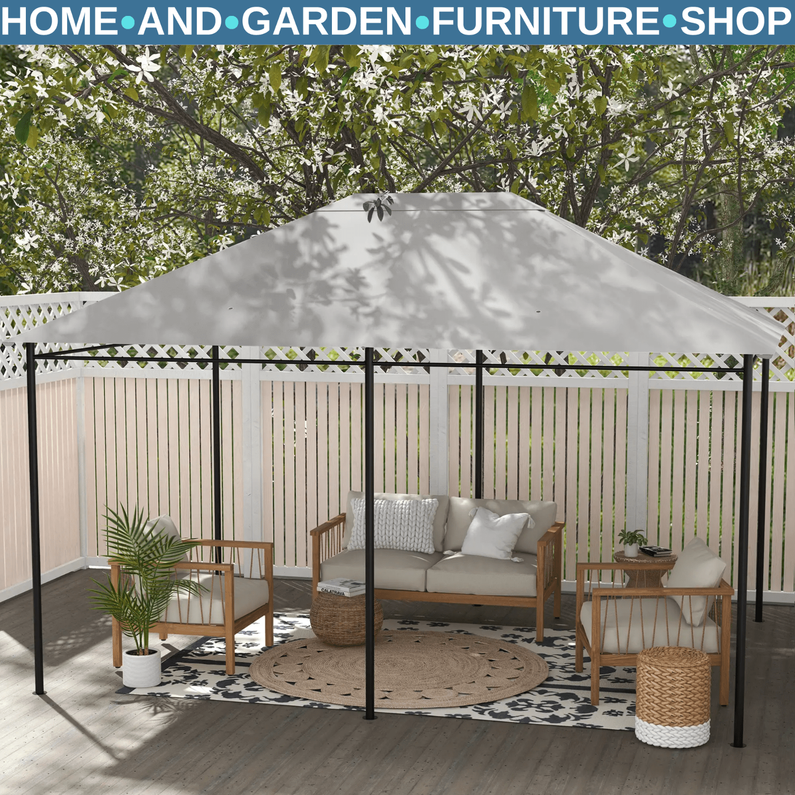 3 x 4m Replacement Gazebo Canopy Gazebo Roof Cover Light Grey Spare Canopy Roof - Home and Garden Furniture Shop - rustic - furniture