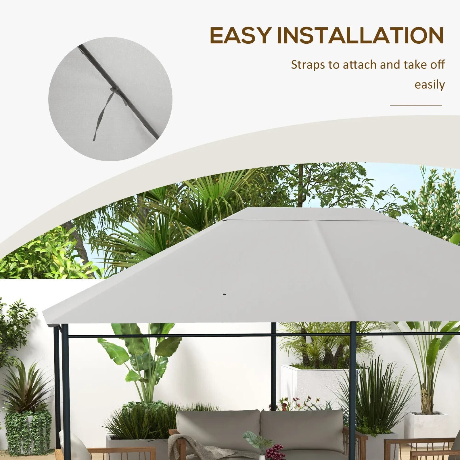 3 x 4m Replacement Gazebo Canopy Gazebo Roof Cover Light Grey Spare Canopy Roof - Home and Garden Furniture Shop - rustic - furniture