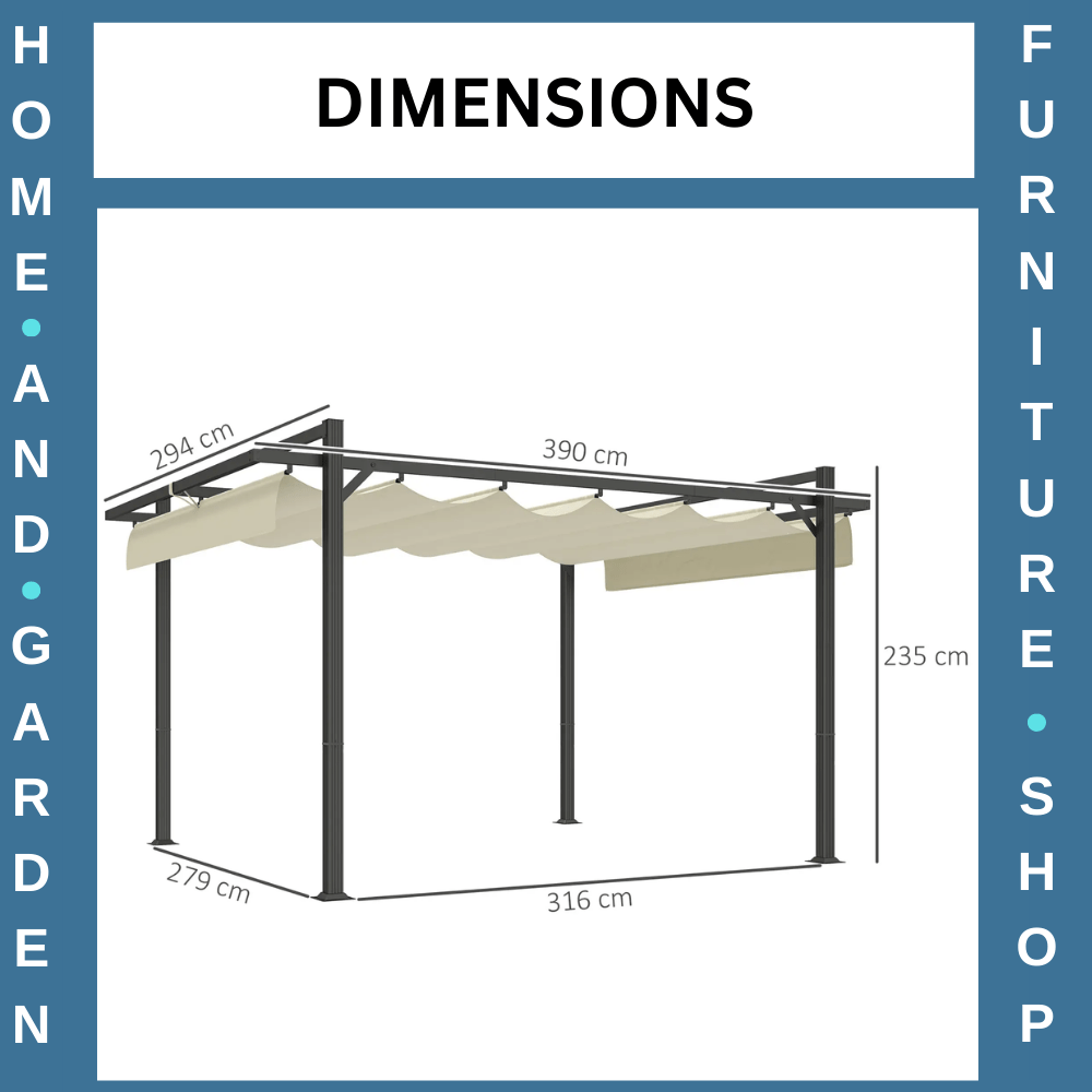 3 x 4m Retractable Pergola Gazebo with Aluminium Frame Garden Patio Canopy Cover - Home and Garden Furniture Shop - rustic - furniture