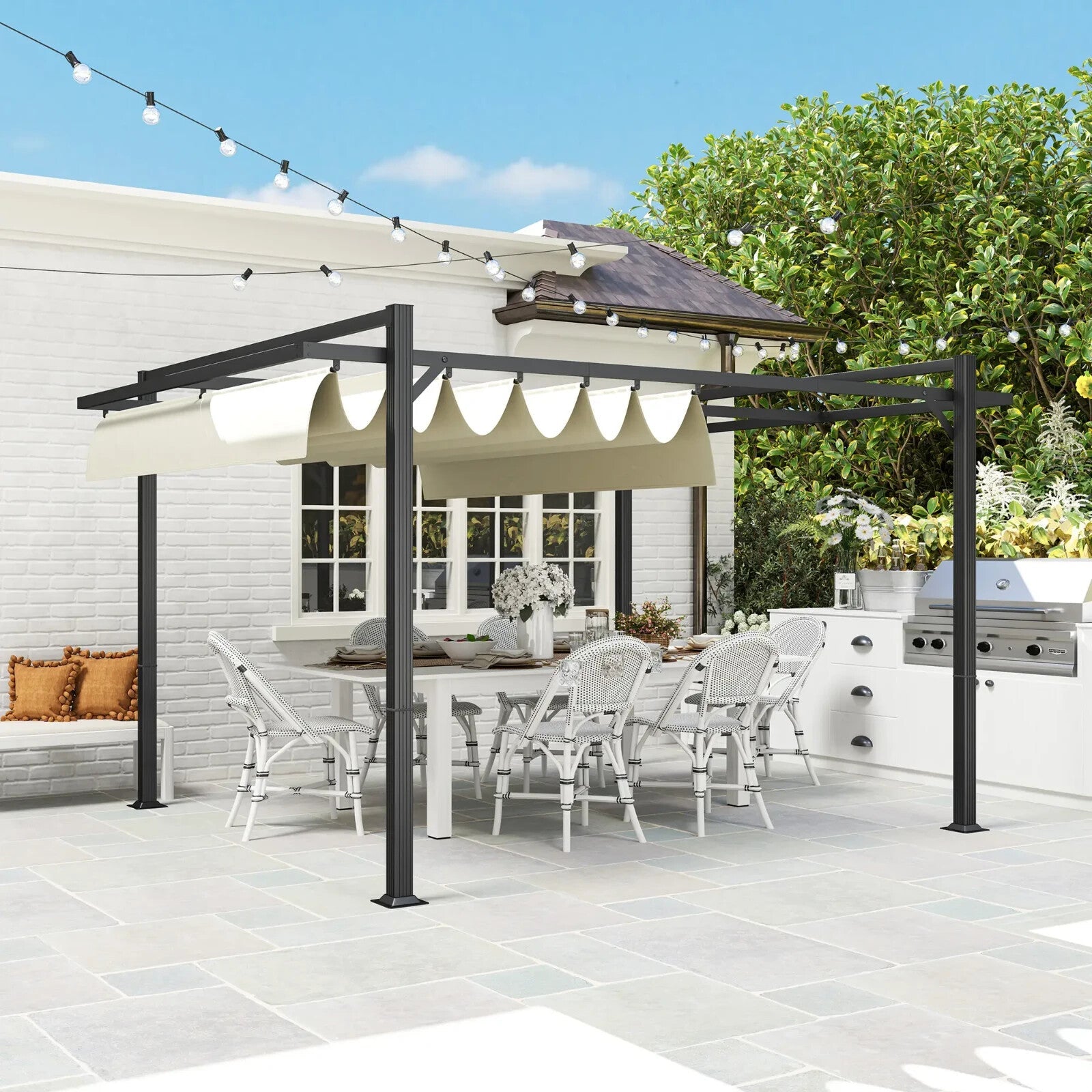 3 x 4m Retractable Pergola Gazebo with Aluminium Frame Garden Patio Canopy Cover - Home and Garden Furniture Shop - rustic - furniture