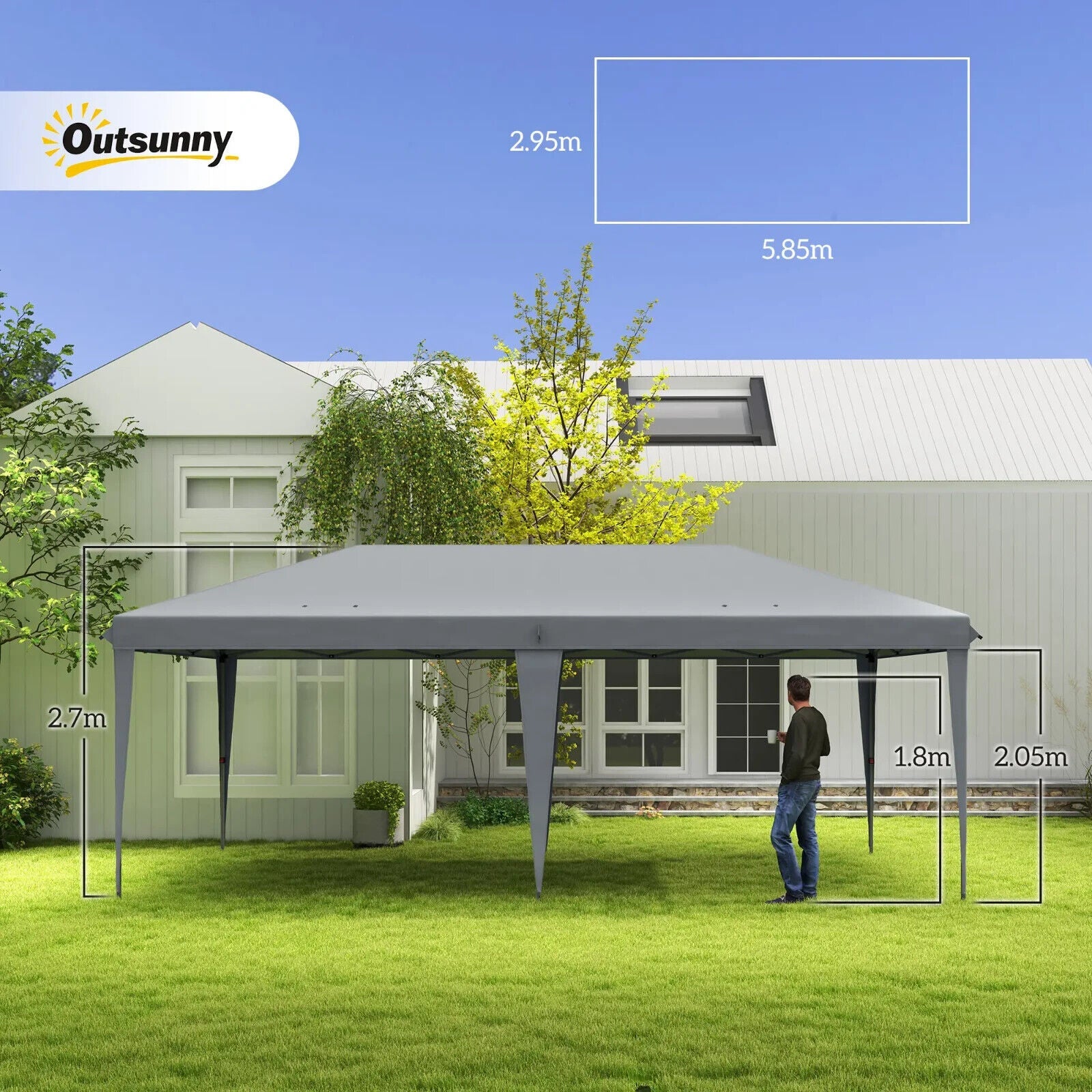 3 x 6 m Pop Up Gazebo Heavy Duty Patio Wedding Party Event Field Sun Canopy Grey - Home and Garden Furniture Shop - #rustic - furniture#