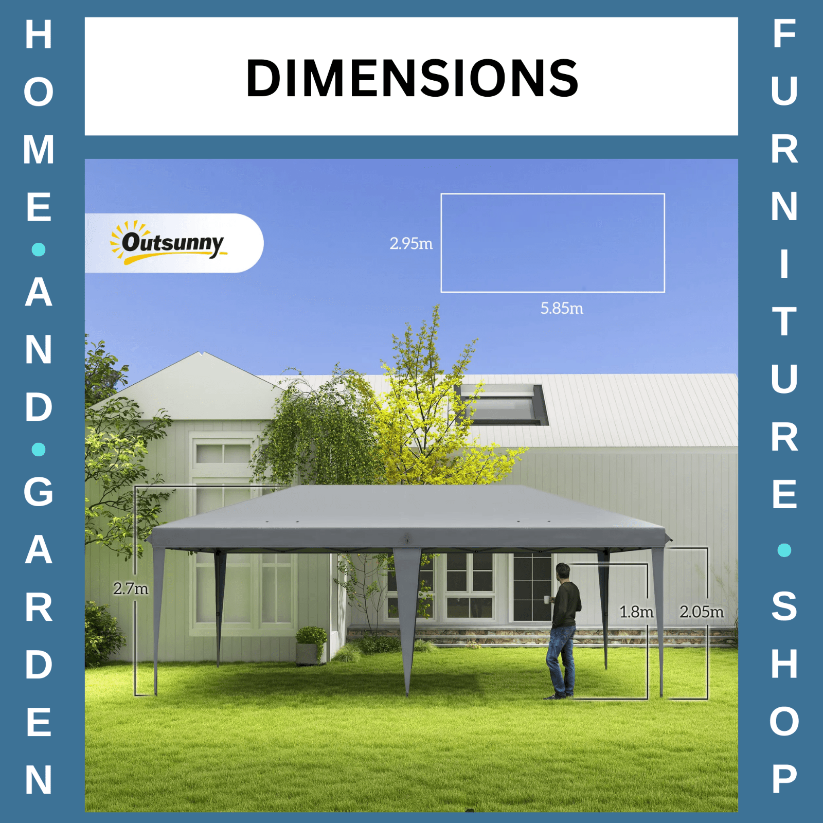 3 x 6 m Pop Up Gazebo Heavy Duty Patio Wedding Party Event Field Sun Canopy Grey - Home and Garden Furniture Shop - rustic - furniture