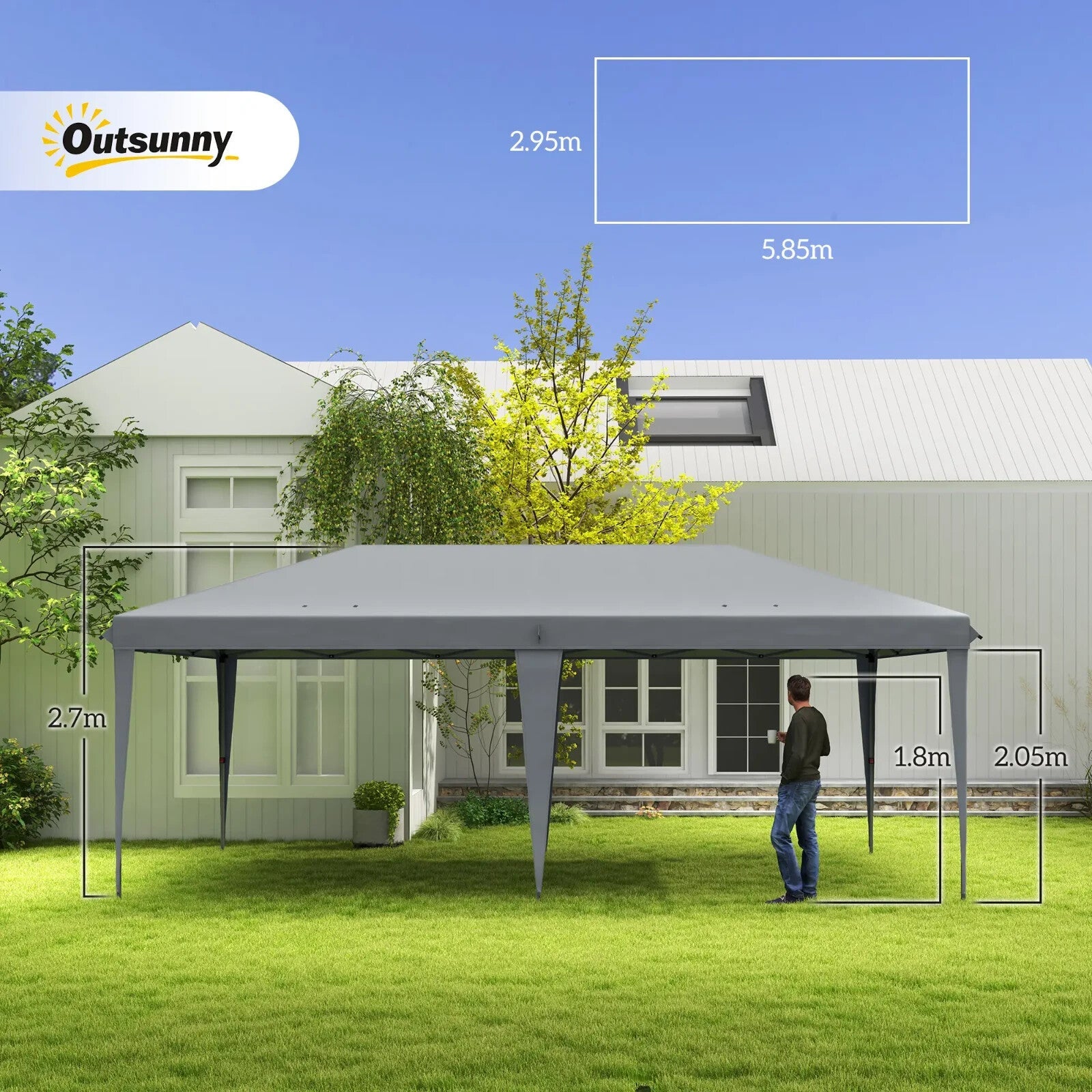 3 x 6 m Pop Up Gazebo Heavy Duty Patio Wedding Party Event Field Sun Canopy Grey - Home and Garden Furniture Shop - rustic - furniture