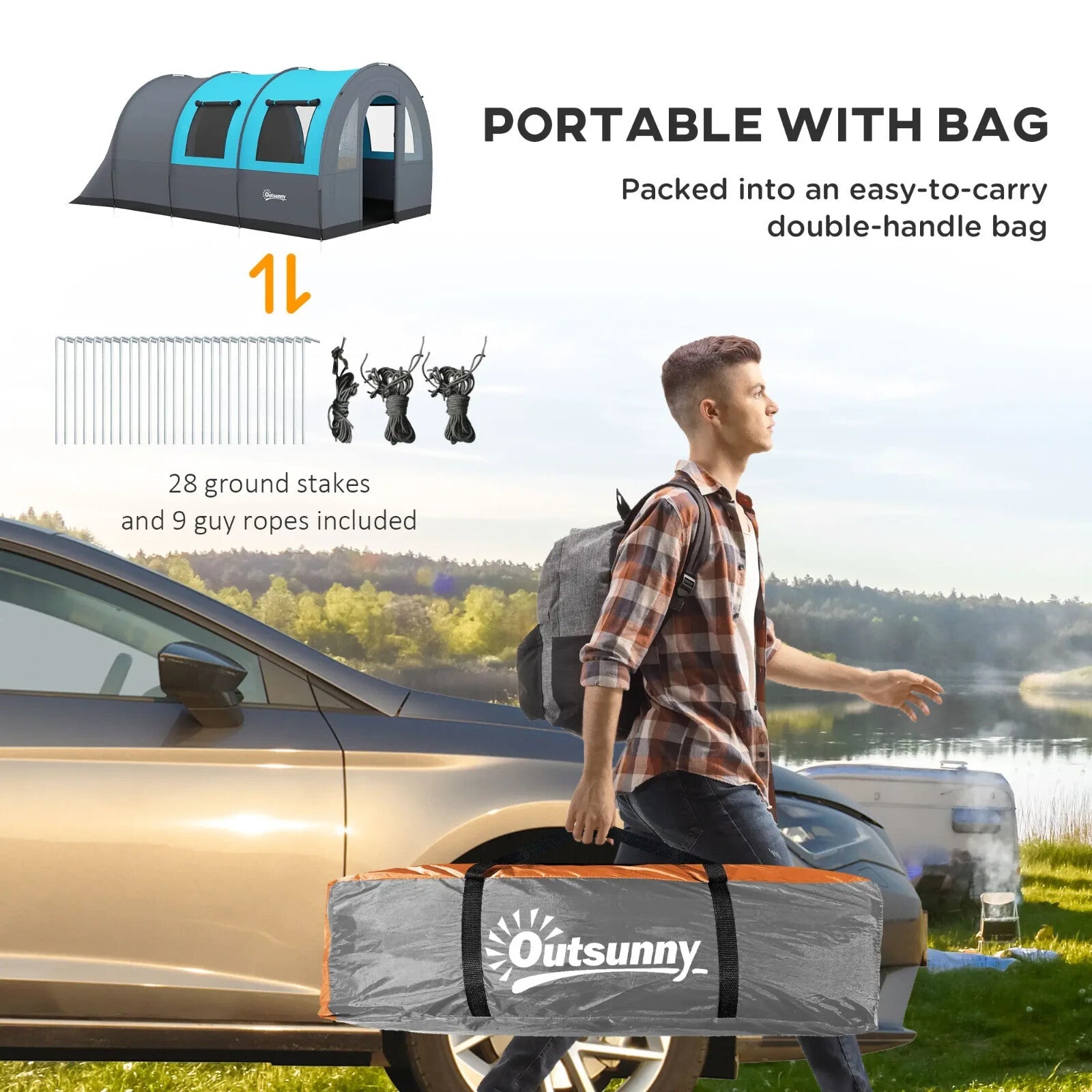 3000mm Waterproof Camping Tent 5 6 Man Family w/ Living Area Bedroom & Carry Bag - Home and Garden Furniture Shop - rustic - furniture