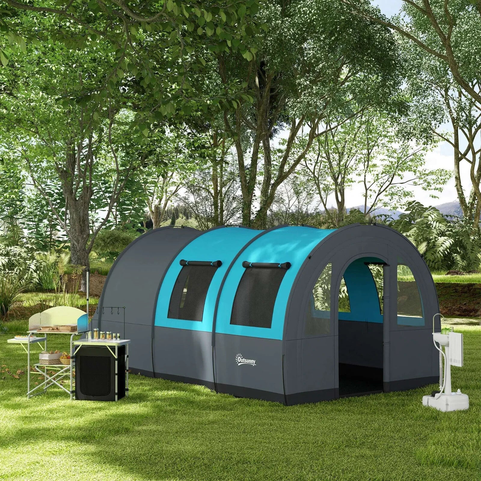3000mm Waterproof Camping Tent 5 6 Man Family w/ Living Area Bedroom & Carry Bag - Home and Garden Furniture Shop - rustic - furniture