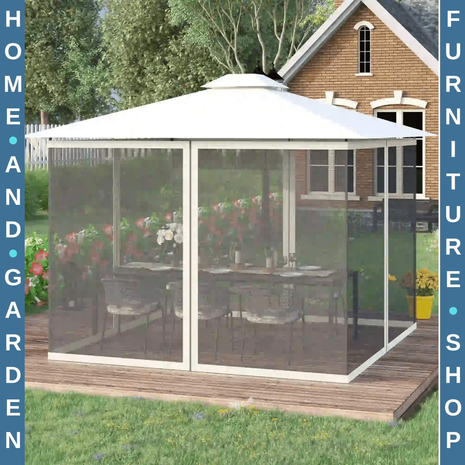 302 x 207cm Universal Replacement Gazebo Mesh Netting Screen Walls Replacements - Home and Garden Furniture Shop - rustic - furniture